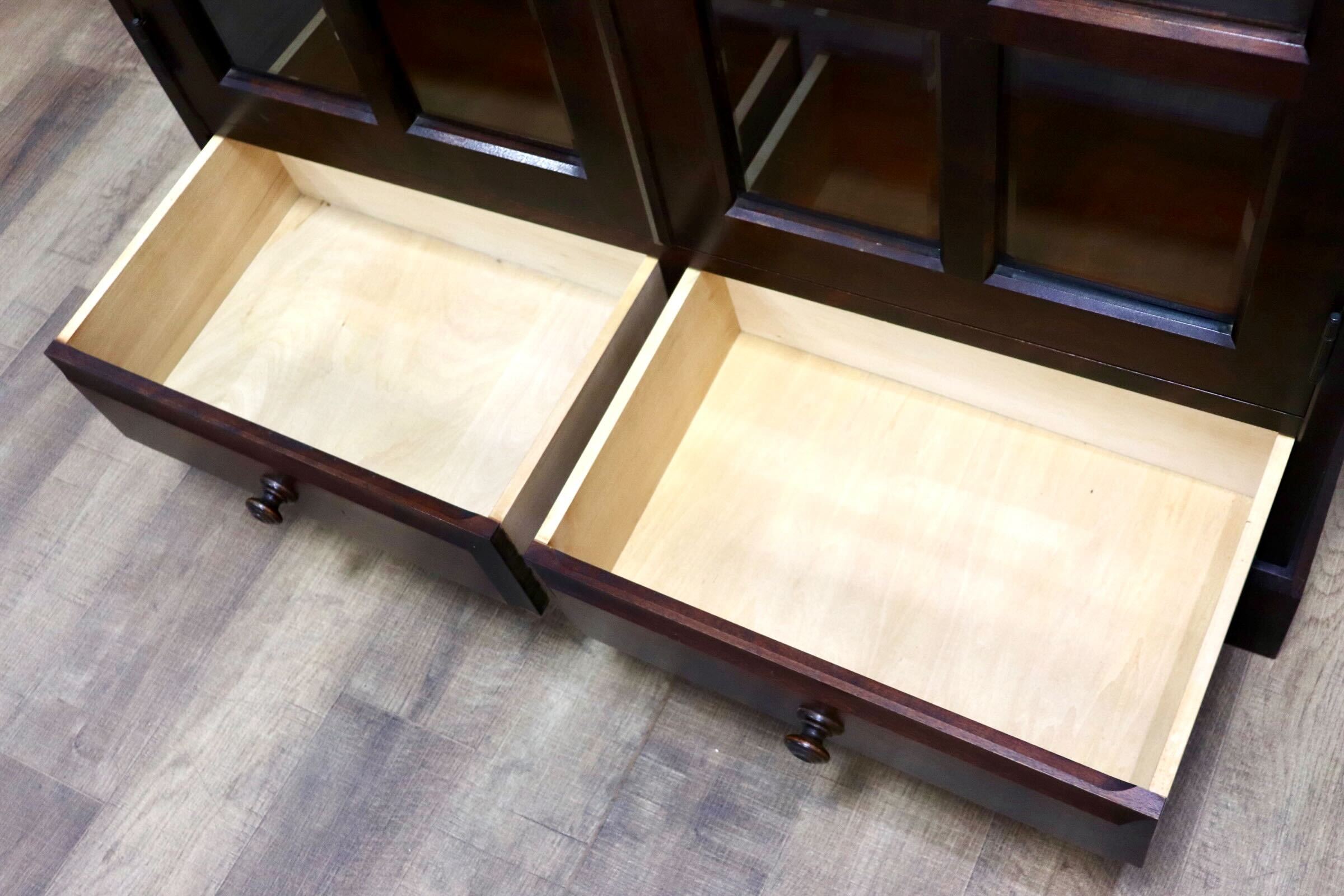 GMHH434○北海道民芸家具 本棚 書棚 ブックシェルフ 飾り棚 書庫 キャビネット 樺材 無垢 和家具 和室 古民家 和モダン 書斎 民芸家具