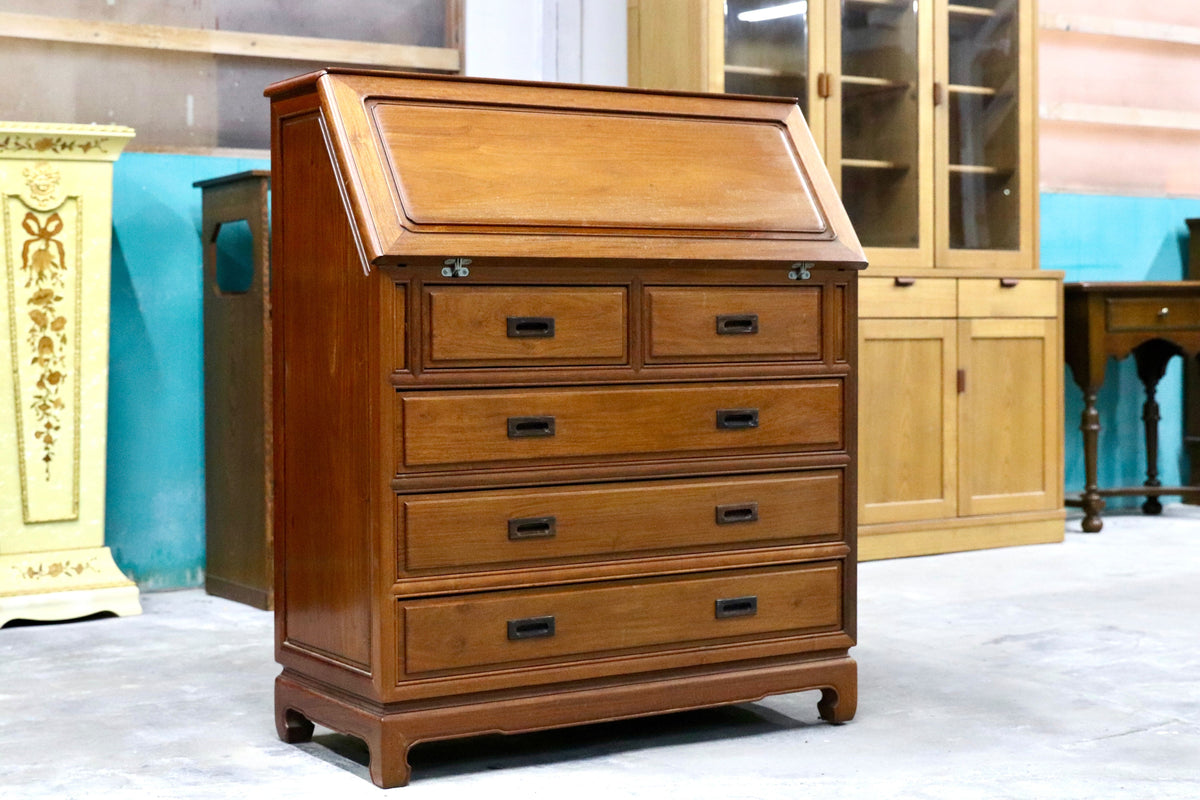 GMIH72○中国美術 唐木家具 ライティングビューロー デスク 学習机 