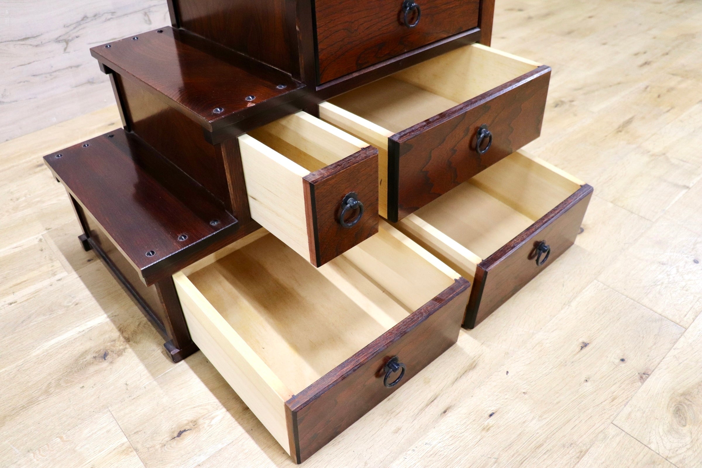GMJO72H○階段箪笥 時代箪笥 キャビネット 飾り棚 収納家具 民芸家具 伝統工芸 和家具 和室 古民家 レトロ 和モダン