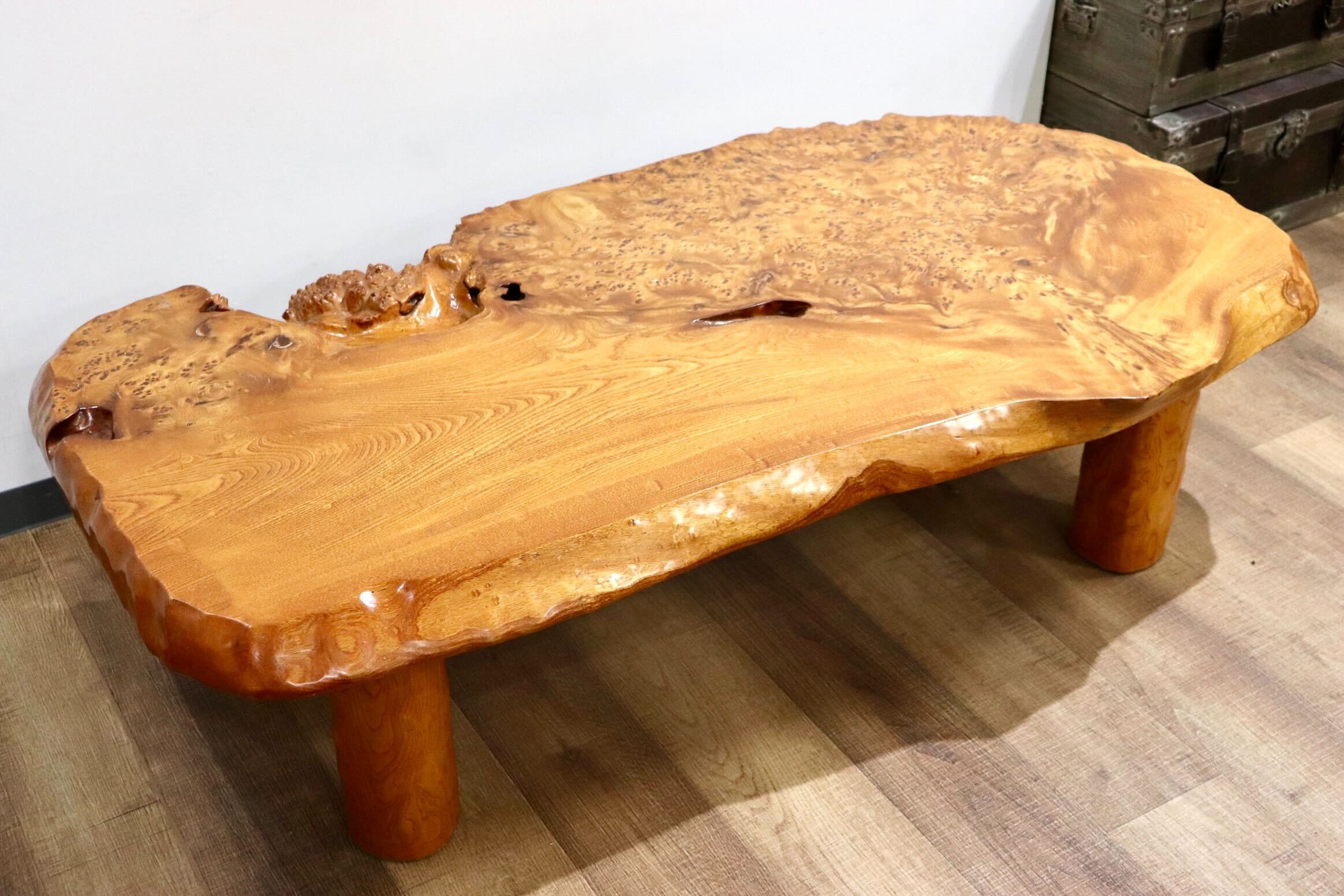 GMHH444○座卓 センターテーブル ローテーブル リビングテーブル 座敷机 和家具 玉杢 座敷 和室 伝統工芸 和モダン 稀少