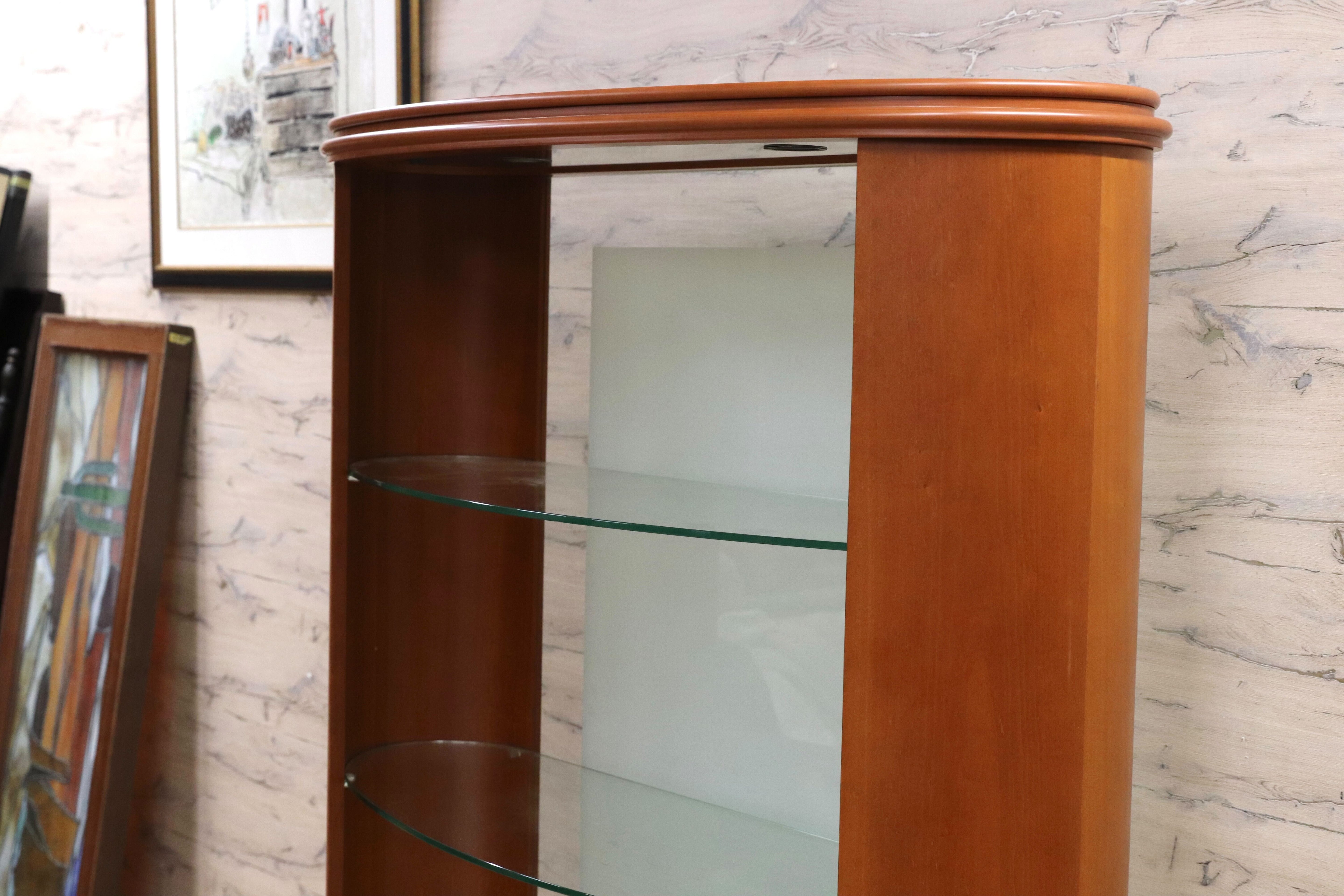 GMIK724○イタリア製 キュリオケース ショーケース ガラス キャビネット 飾り棚 チェリー材 クラシック 店舗什器 検)カリガリス ポラダ