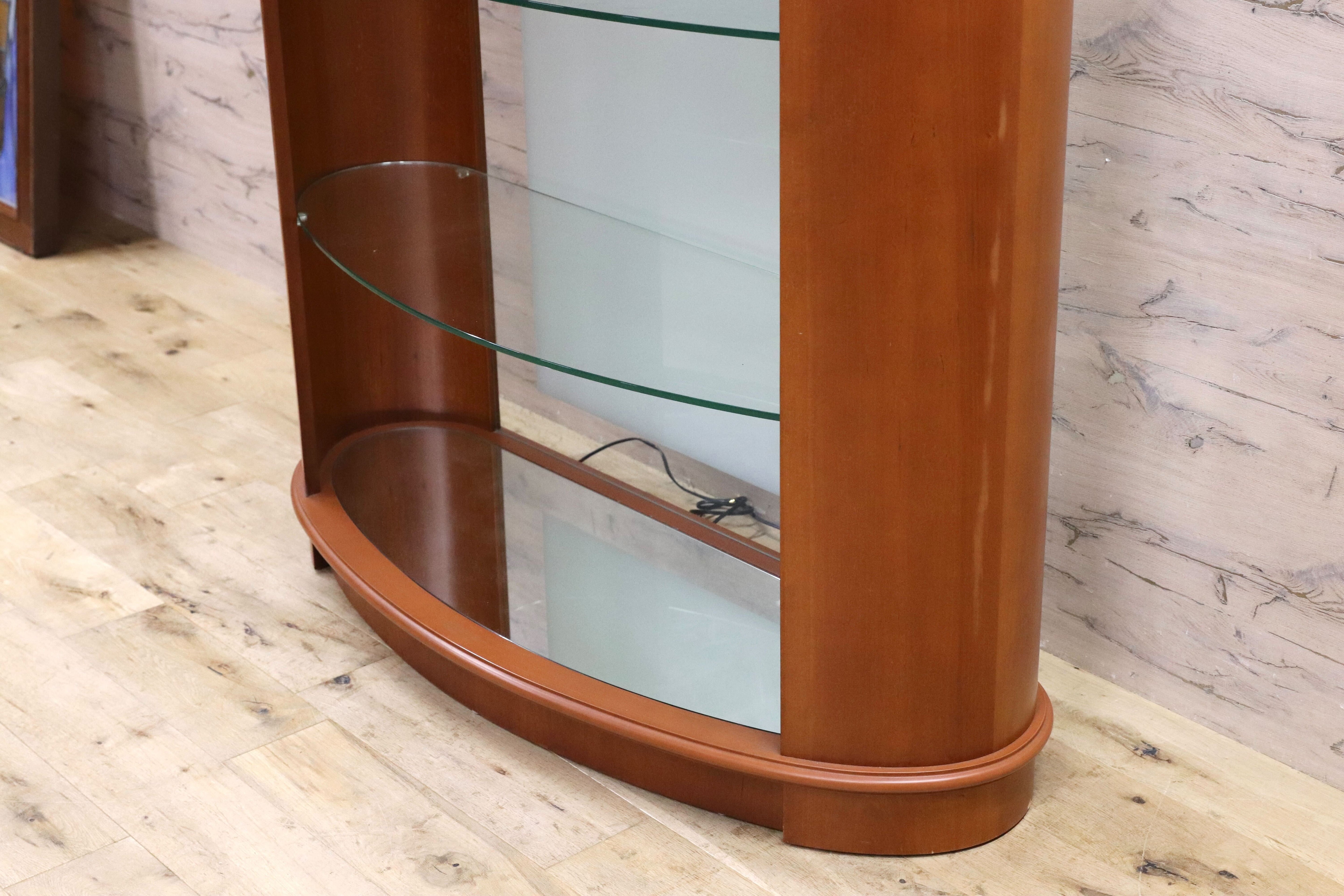 GMIK724○イタリア製 キュリオケース ショーケース ガラス キャビネット 飾り棚 チェリー材 クラシック 店舗什器 検)カリガリス ポラダ