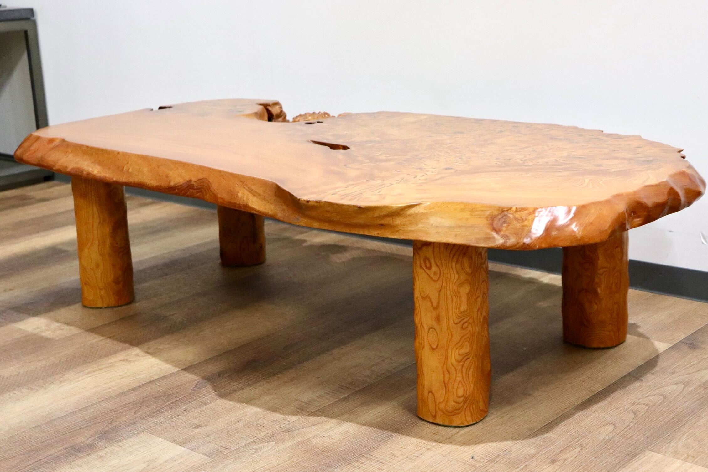 GMHH444○座卓 センターテーブル ローテーブル リビングテーブル 座敷机 和家具 玉杢 座敷 和室 伝統工芸 和モダン 稀少