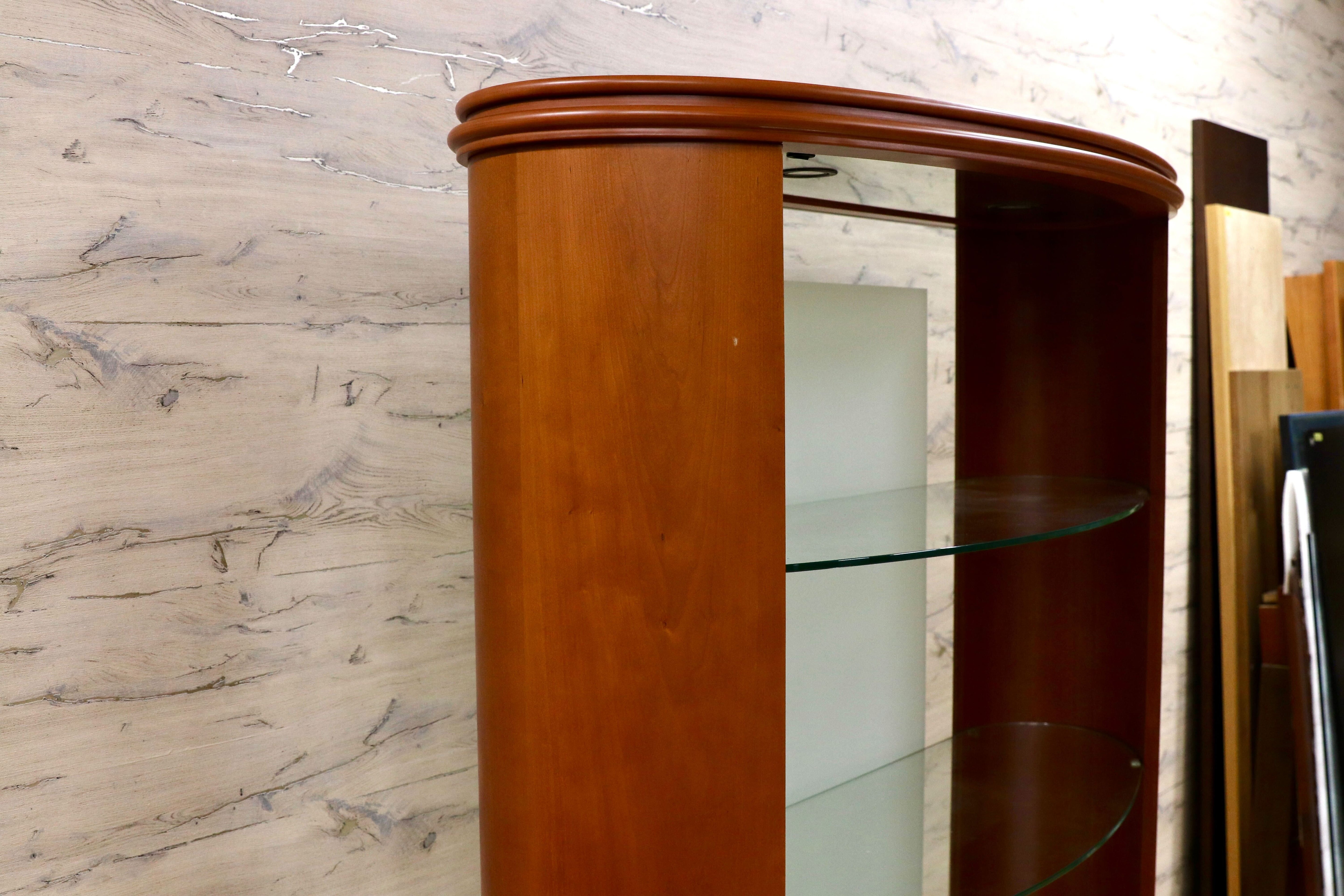 GMIK724○イタリア製 キュリオケース ショーケース ガラス キャビネット 飾り棚 チェリー材 クラシック 店舗什器 検)カリガリス ポラダ