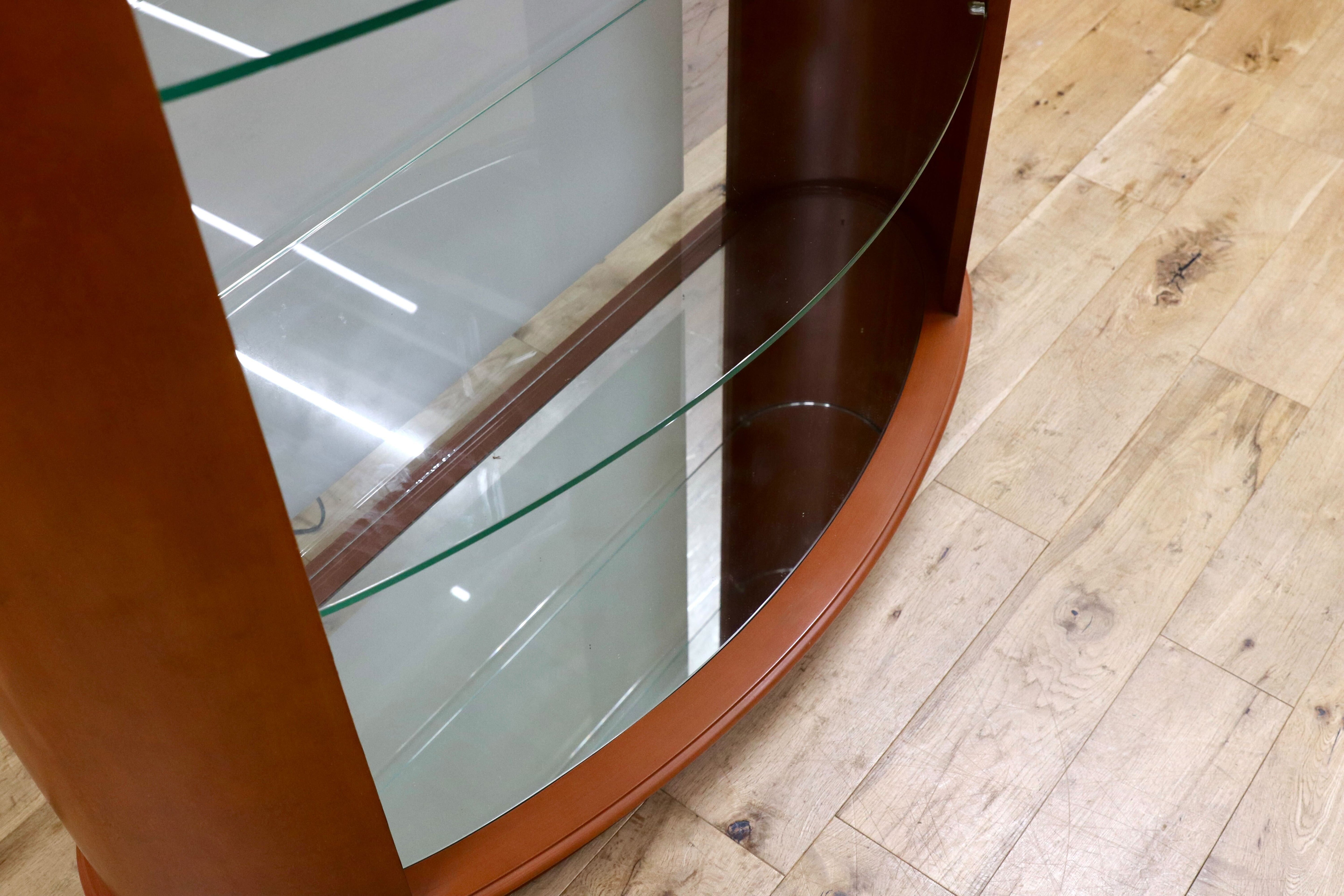 GMIK724○イタリア製 キュリオケース ショーケース ガラス キャビネット 飾り棚 チェリー材 クラシック 店舗什器 検)カリガリス ポラダ