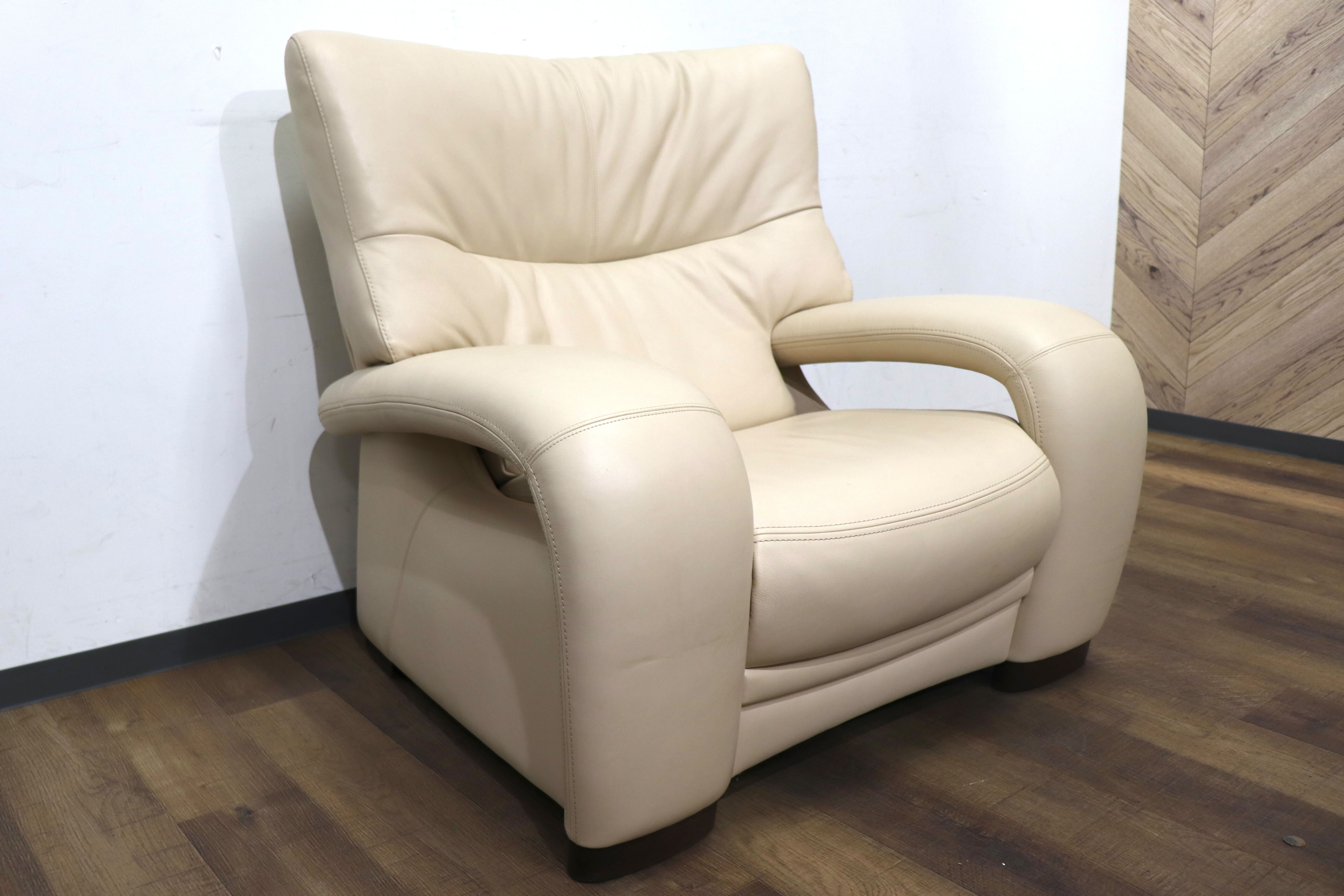 GMHN254C○karimoku / カリモク 1人掛けソファ シングルソファ ラウンジソファ アームチェア 応接 ハイバック 本革 モダン 国産家具