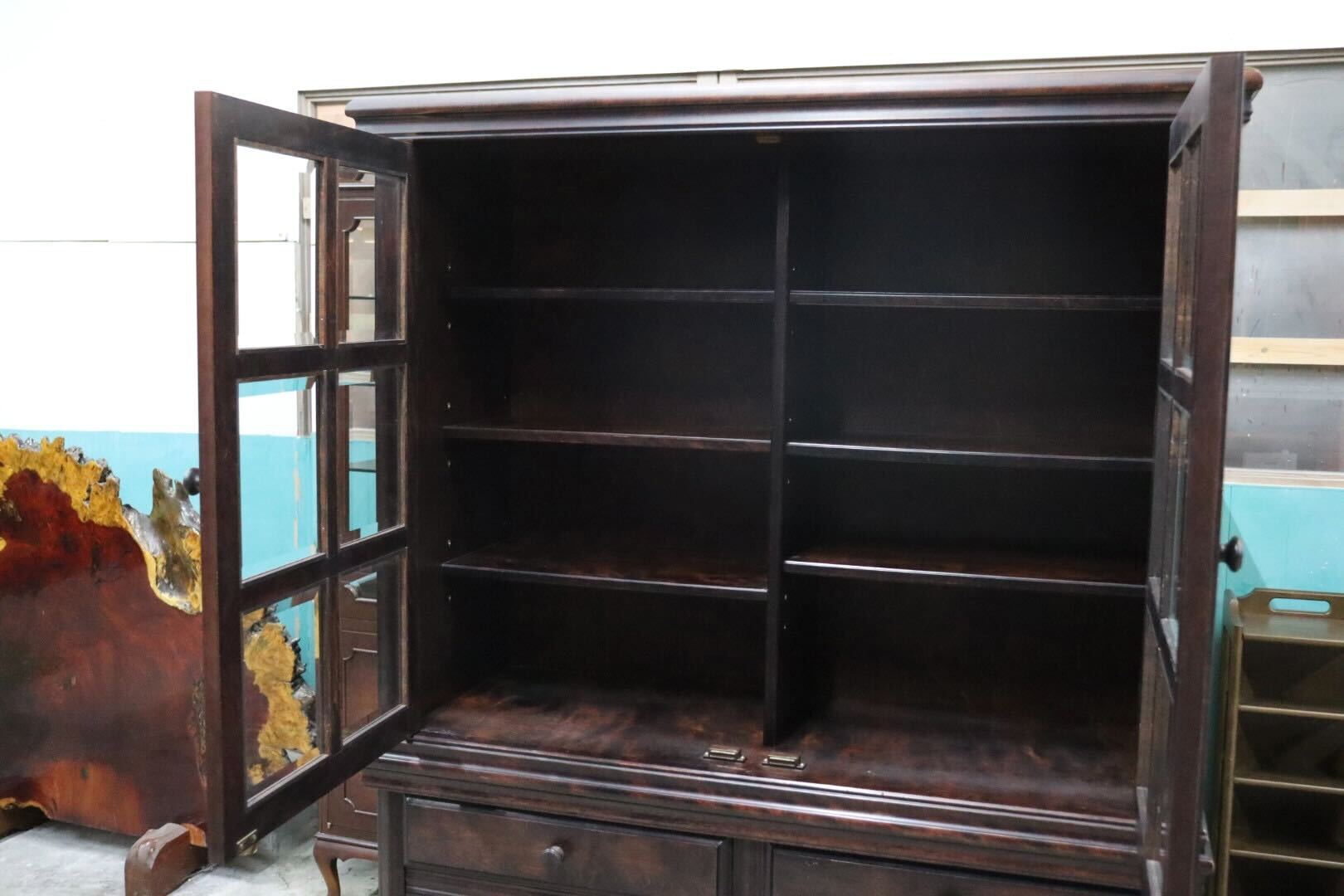 GMIK632○民芸家具 食器棚 カップボード 飾り棚 キャビネット 和家具 和モダン 古民家 レトロ 検)北海道民芸 和光