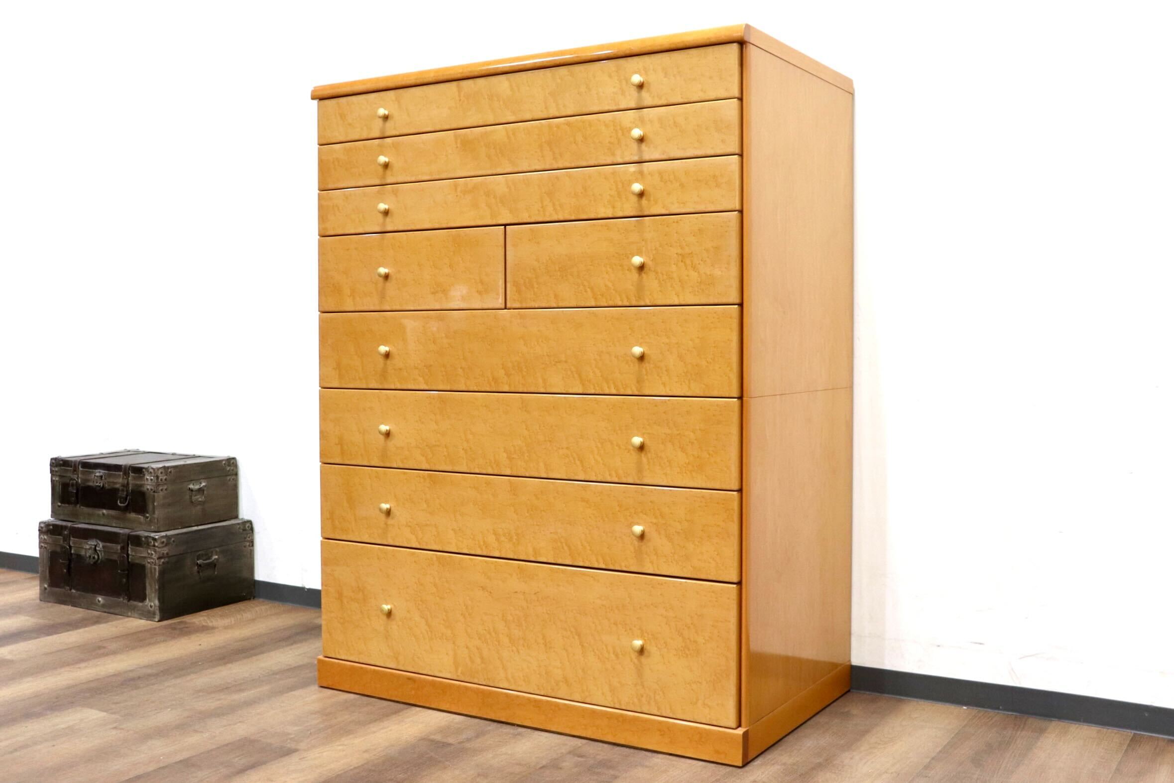 GMHH445B○府中木工 マルガリータ ハイチェスト 8段チェスト 洋服タンス 整理箪笥 チェスト タンス 桐 バーズアイメープル 最高級