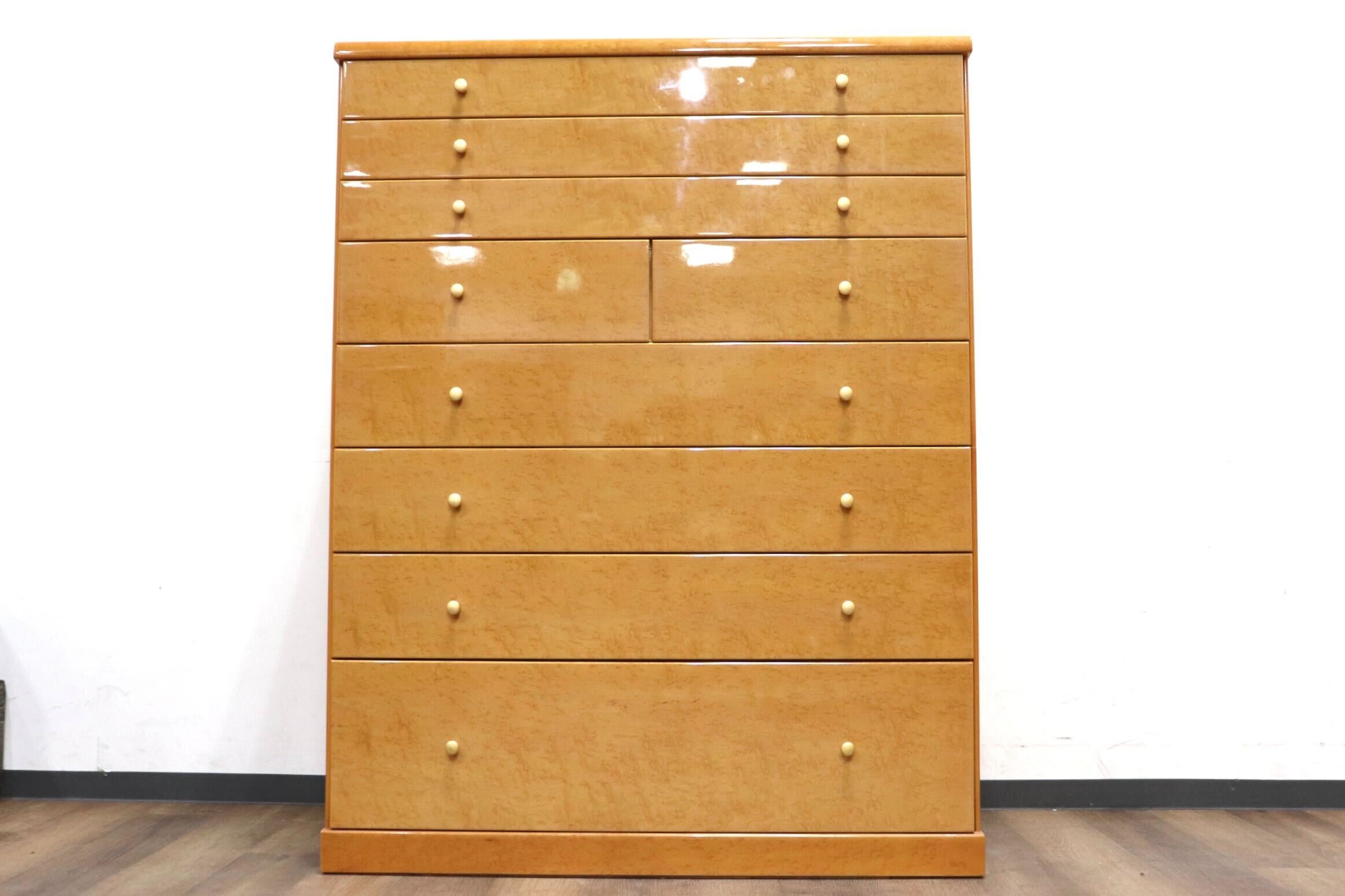 GMHH445B○府中木工 マルガリータ ハイチェスト 8段チェスト 洋服タンス 整理箪笥 チェスト タンス 桐 バーズアイメープル 最高級