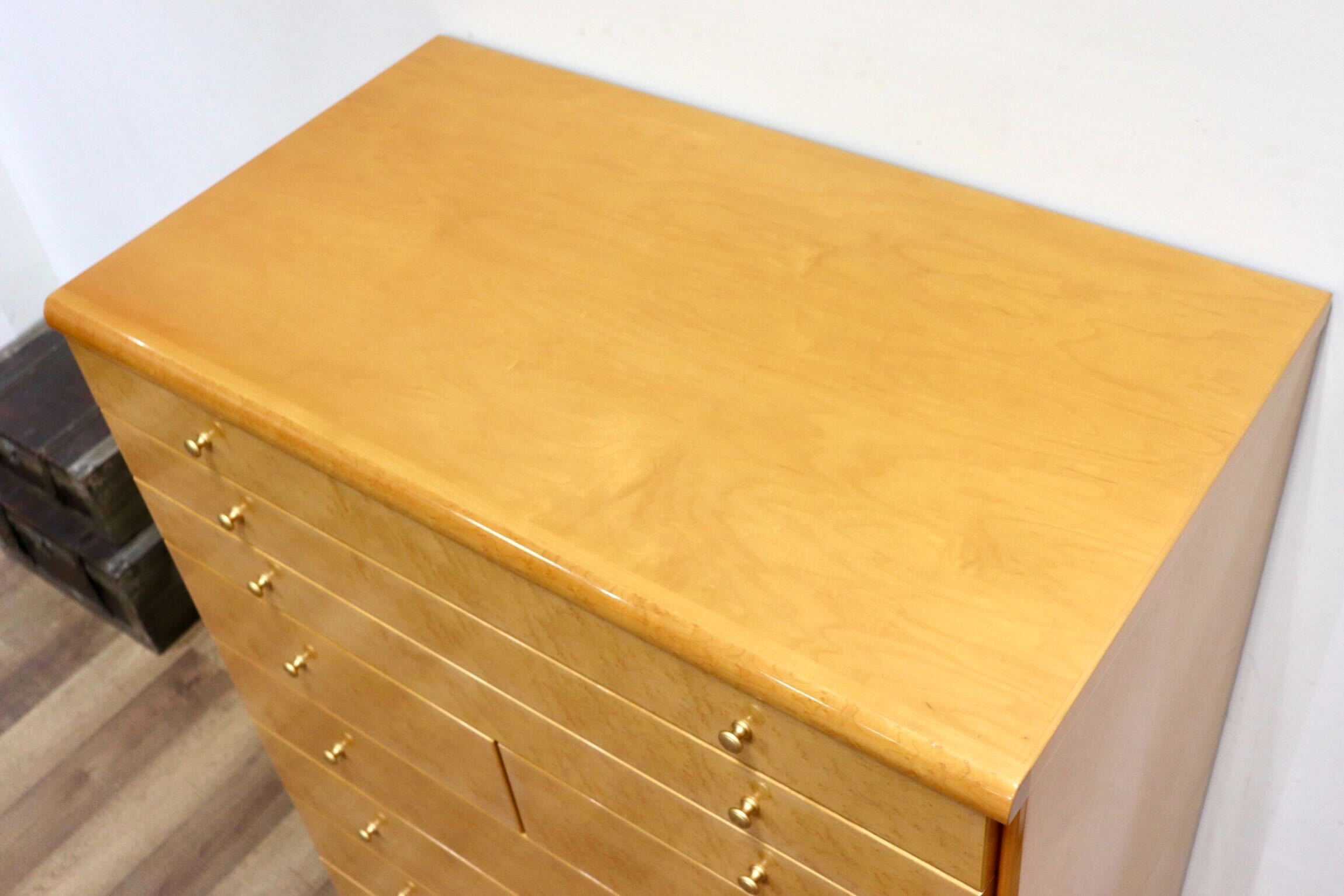 GMHH445B○府中木工 マルガリータ ハイチェスト 8段チェスト 洋服タンス 整理箪笥 チェスト タンス 桐 バーズアイメープル 最高級