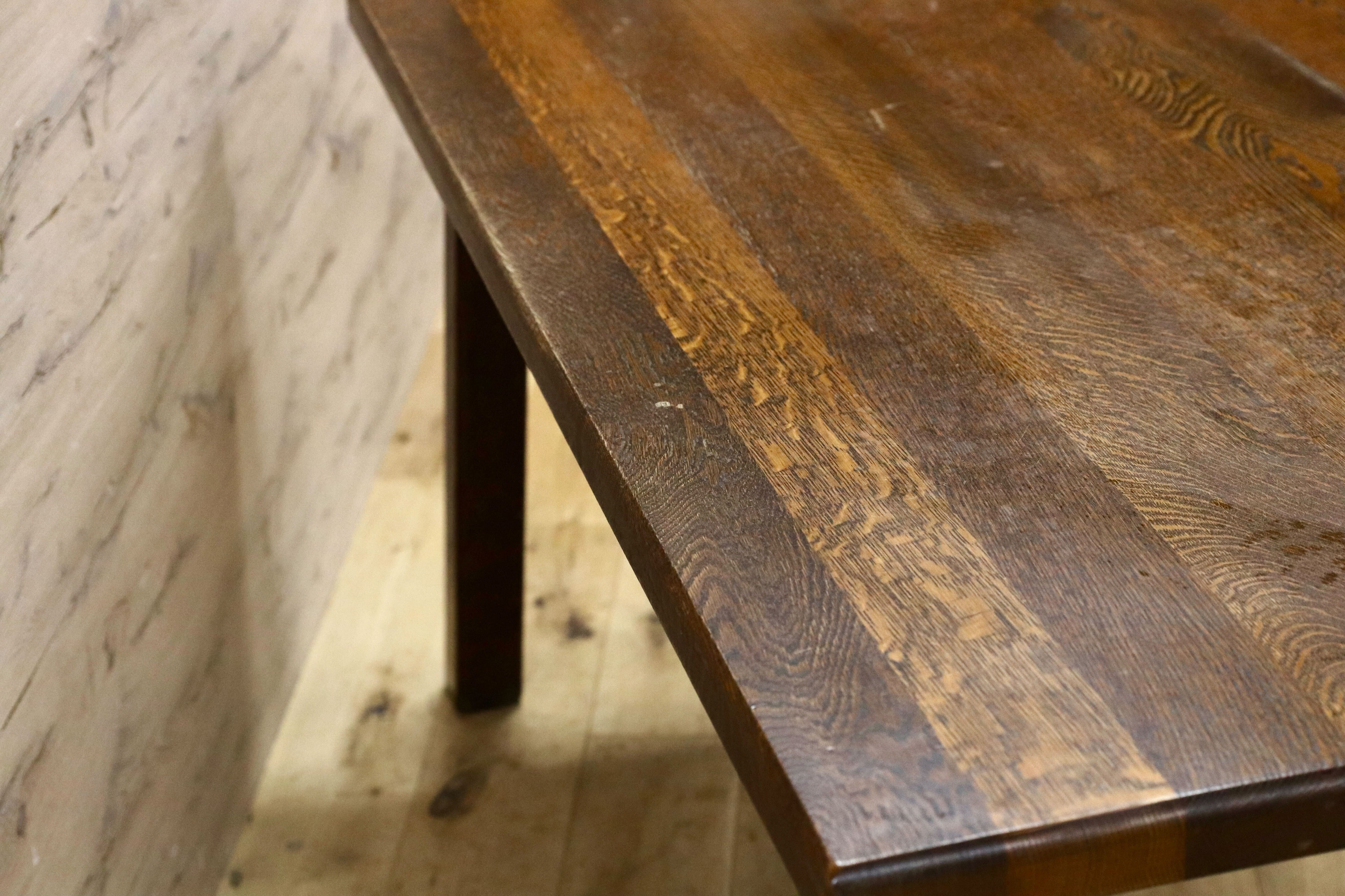 GMIK733○オランダ製 ダッチカントリースタイル ダイニングテーブル 食卓テーブル オーク無垢材 机 店舗什器 ヴィンテージ 作業台