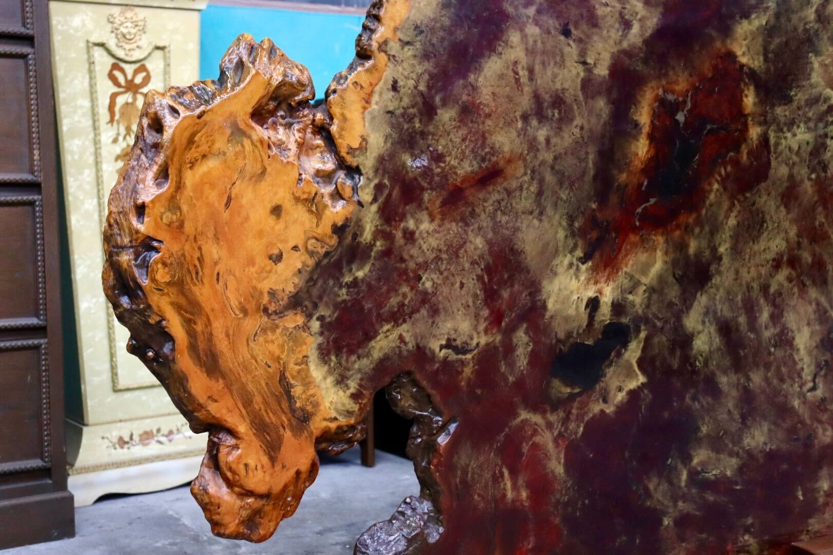 GMIS498○最高級 花梨材 一枚板 衝立 パーテーション 間仕切り 置物 玉杢 葡萄杢 オブジェ インテリア 和家具 和モダン 古民家 天然木