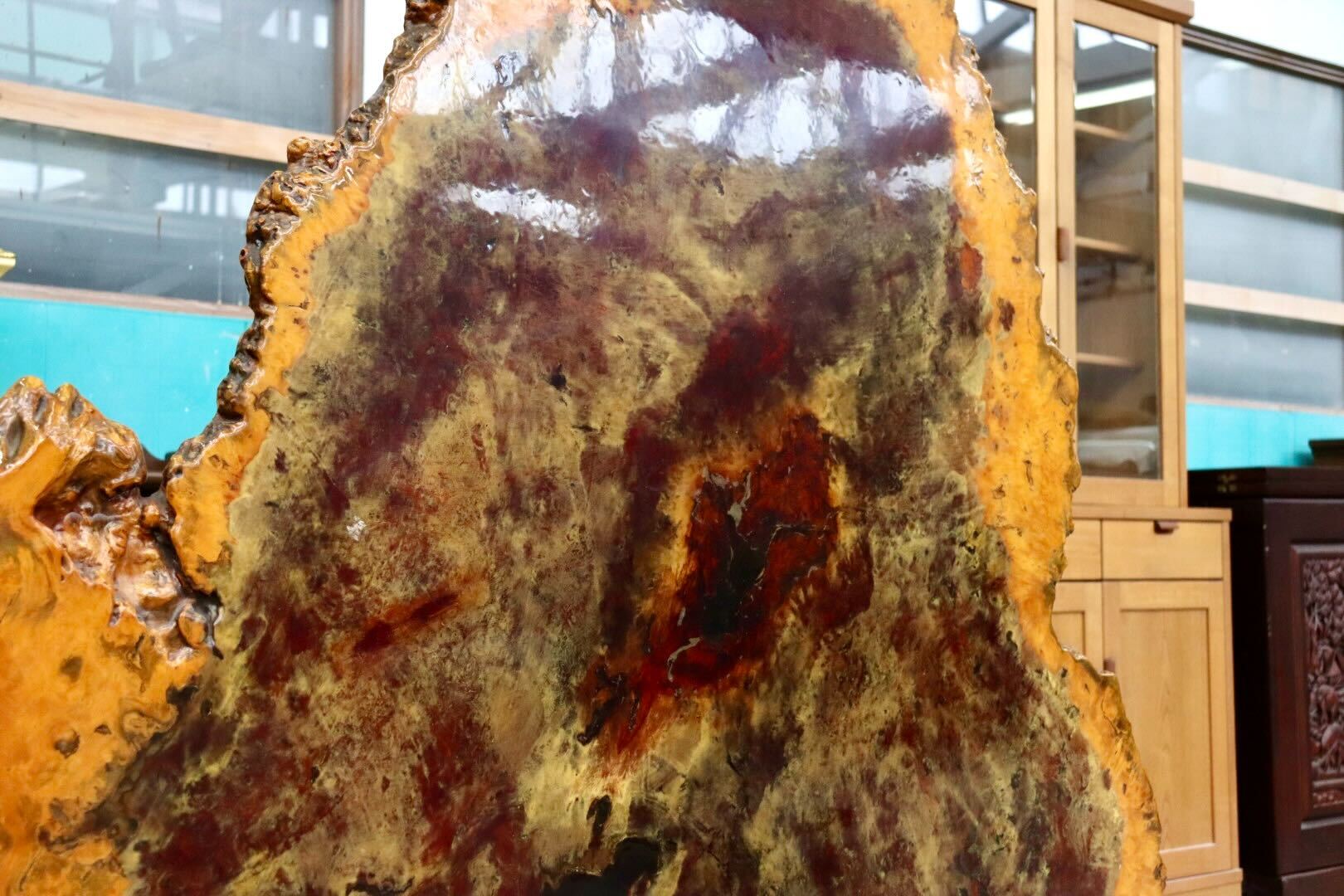 GMIS498○最高級 花梨材 一枚板 衝立 パーテーション 間仕切り 置物 玉杢 葡萄杢 オブジェ インテリア 和家具 和モダン 古民家 天然木