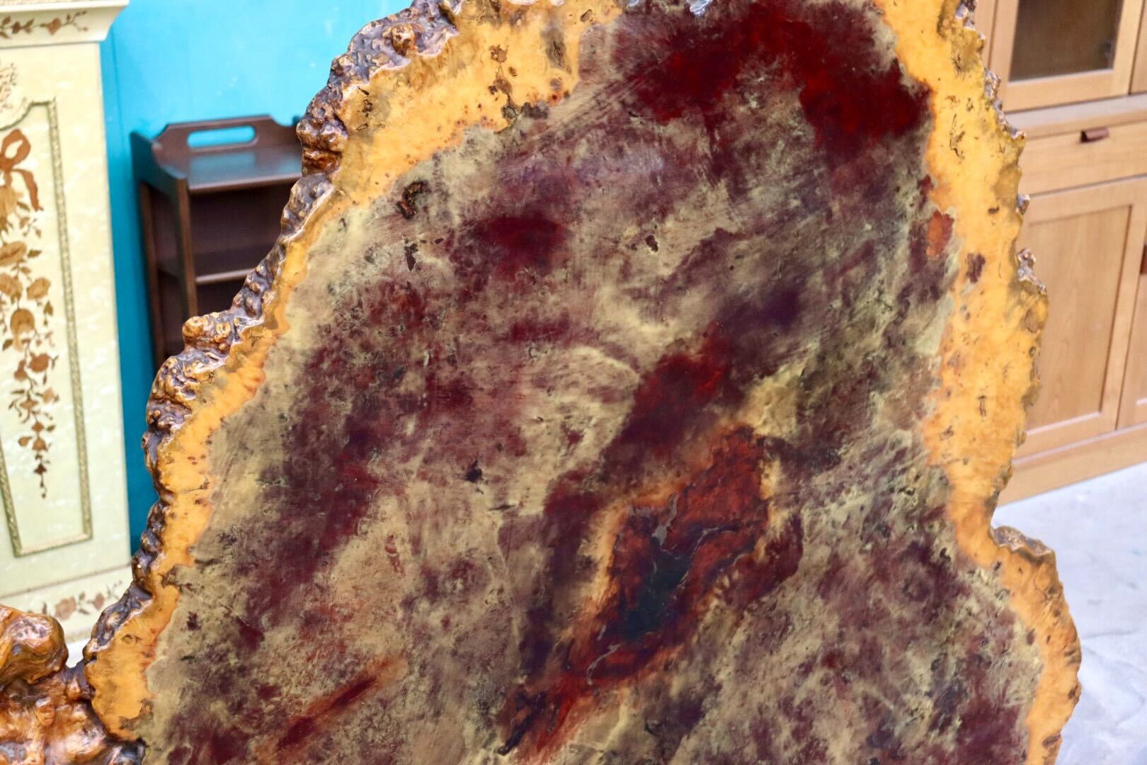 GMIS498○最高級 花梨材 一枚板 衝立 パーテーション 間仕切り 置物 玉杢 葡萄杢 オブジェ インテリア 和家具 和モダン 古民家 天然木