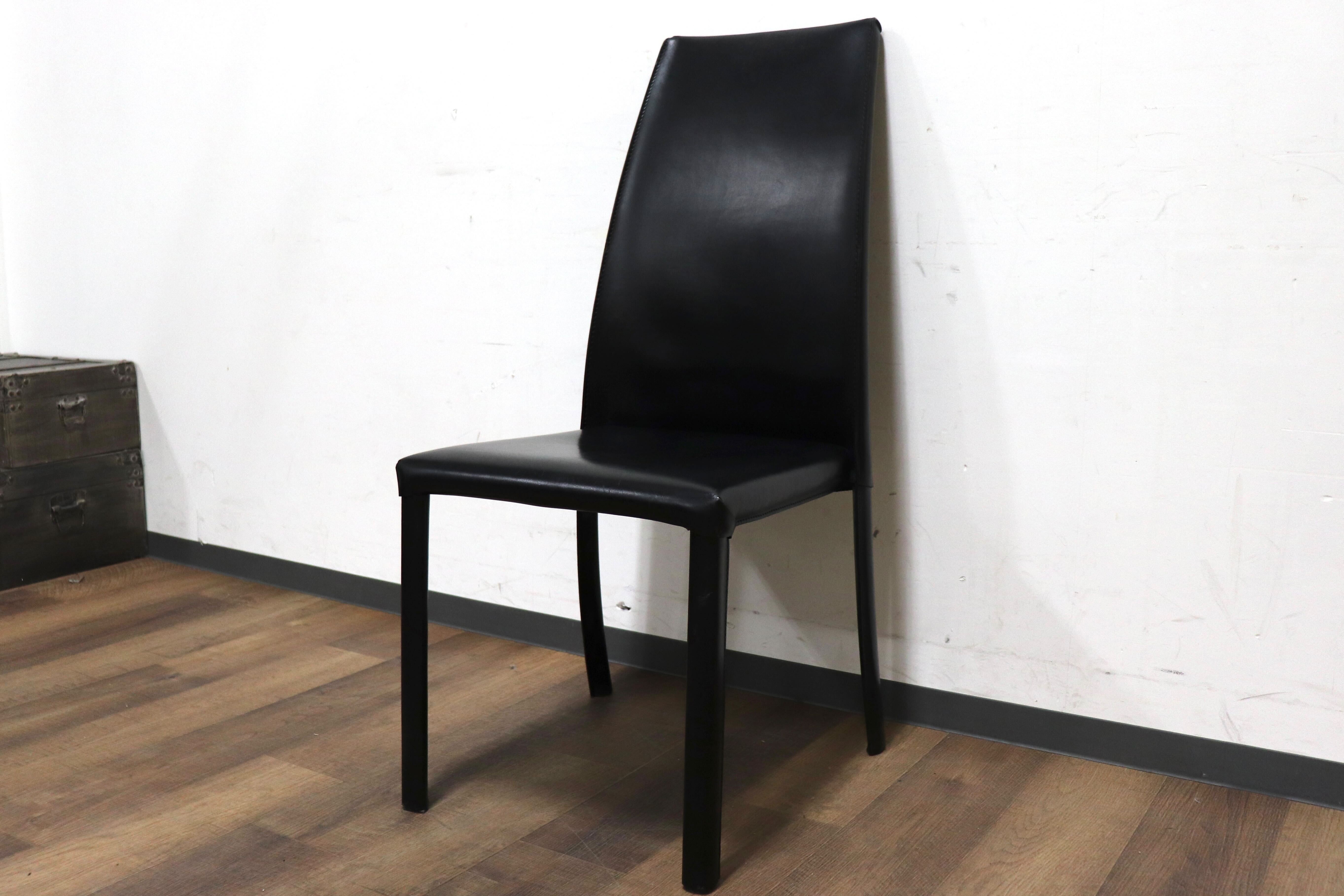 GMHN288A○FRAG / フラッグ LATINA ダイニングチェア アームレスチェア ハイバックチェア 椅子 ブラック 本革 イタリア製 検)カッテラン