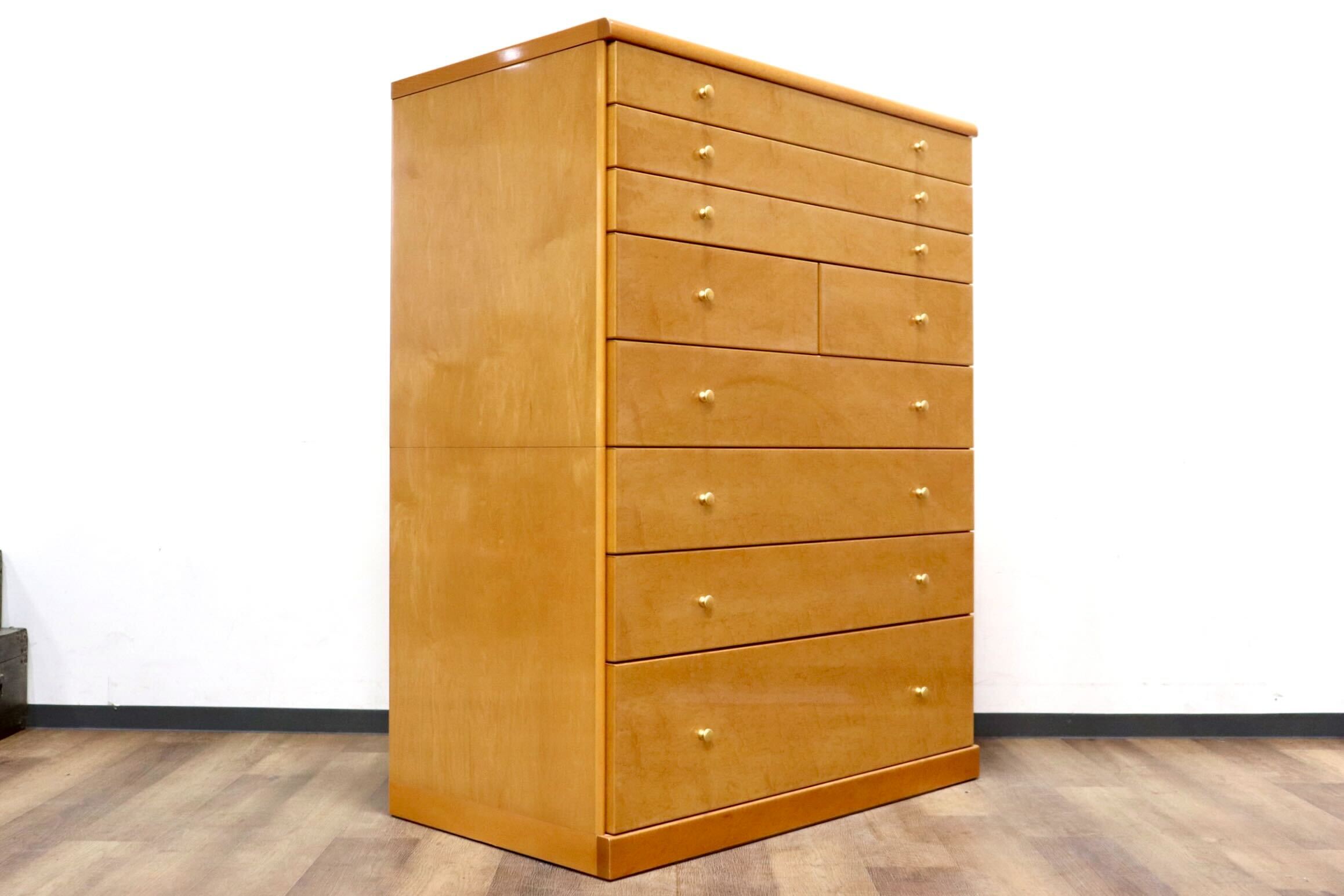 GMHH445B○府中木工 マルガリータ ハイチェスト 8段チェスト 洋服タンス 整理箪笥 チェスト タンス 桐 バーズアイメープル 最高級