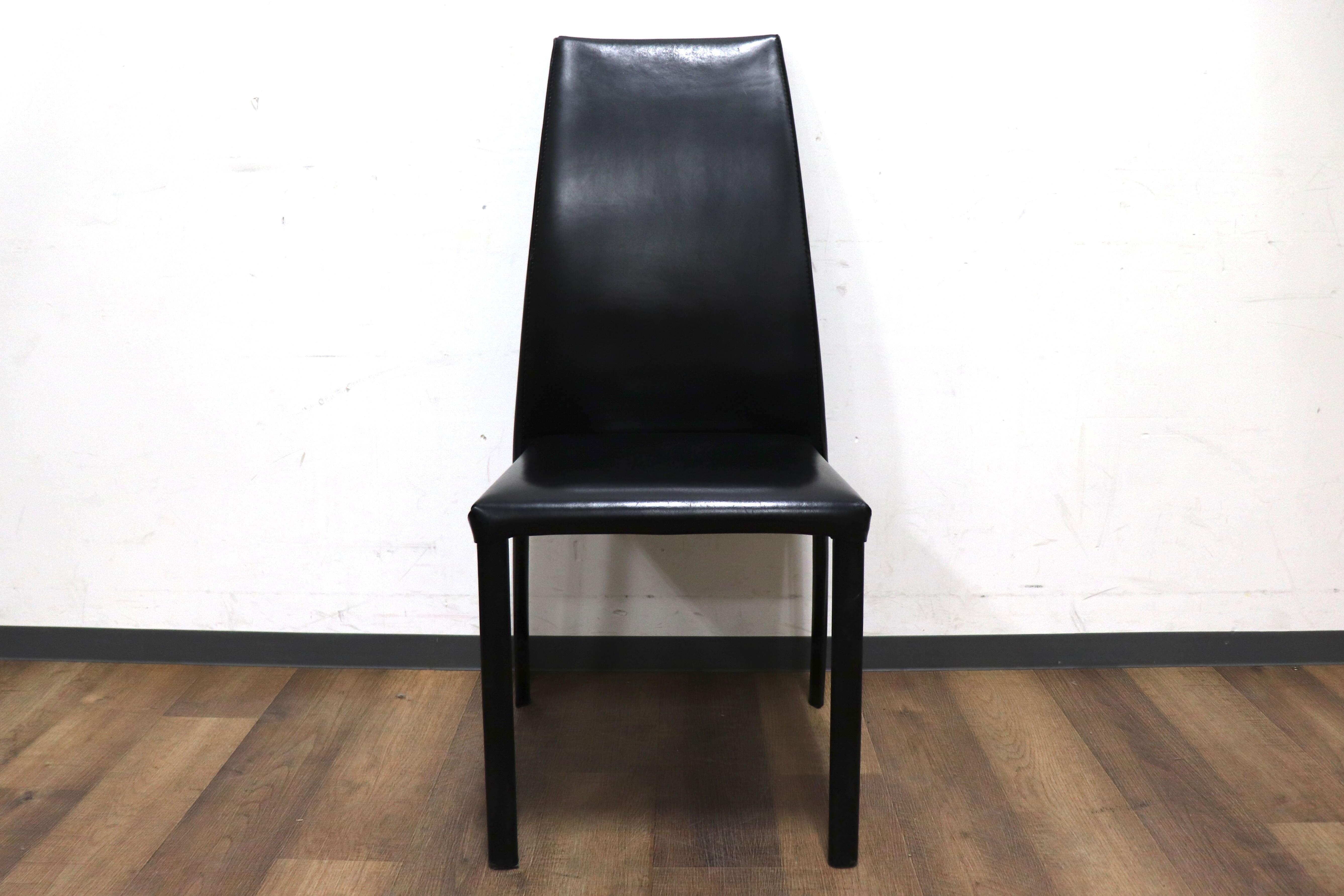 GMHN288A○FRAG / フラッグ LATINA ダイニングチェア アームレスチェア ハイバックチェア 椅子 ブラック 本革 イタリア製 検)カッテラン