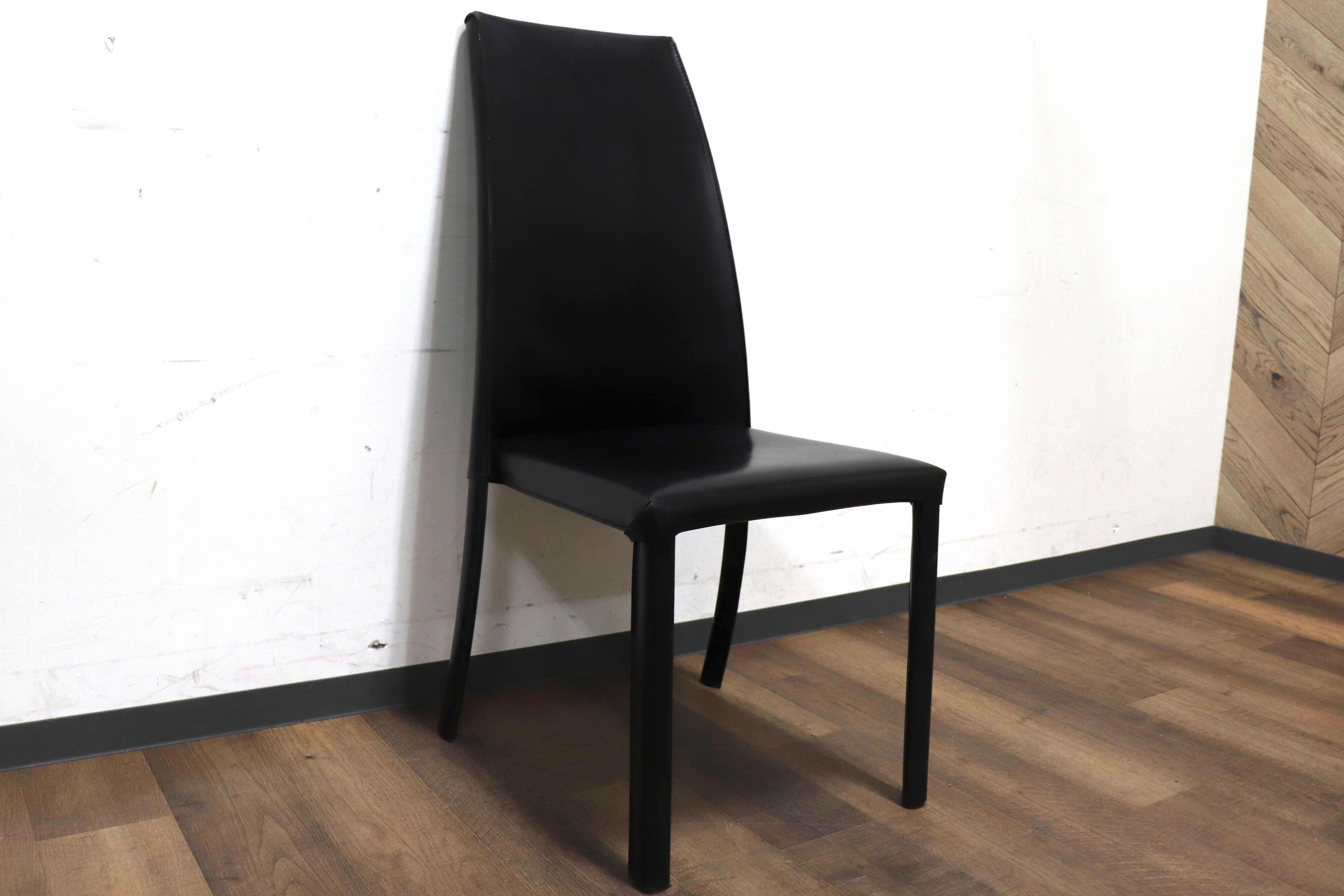 GMHN288A○FRAG / フラッグ LATINA ダイニングチェア アームレスチェア ハイバックチェア 椅子 ブラック 本革 イタリア製 検)カッテラン