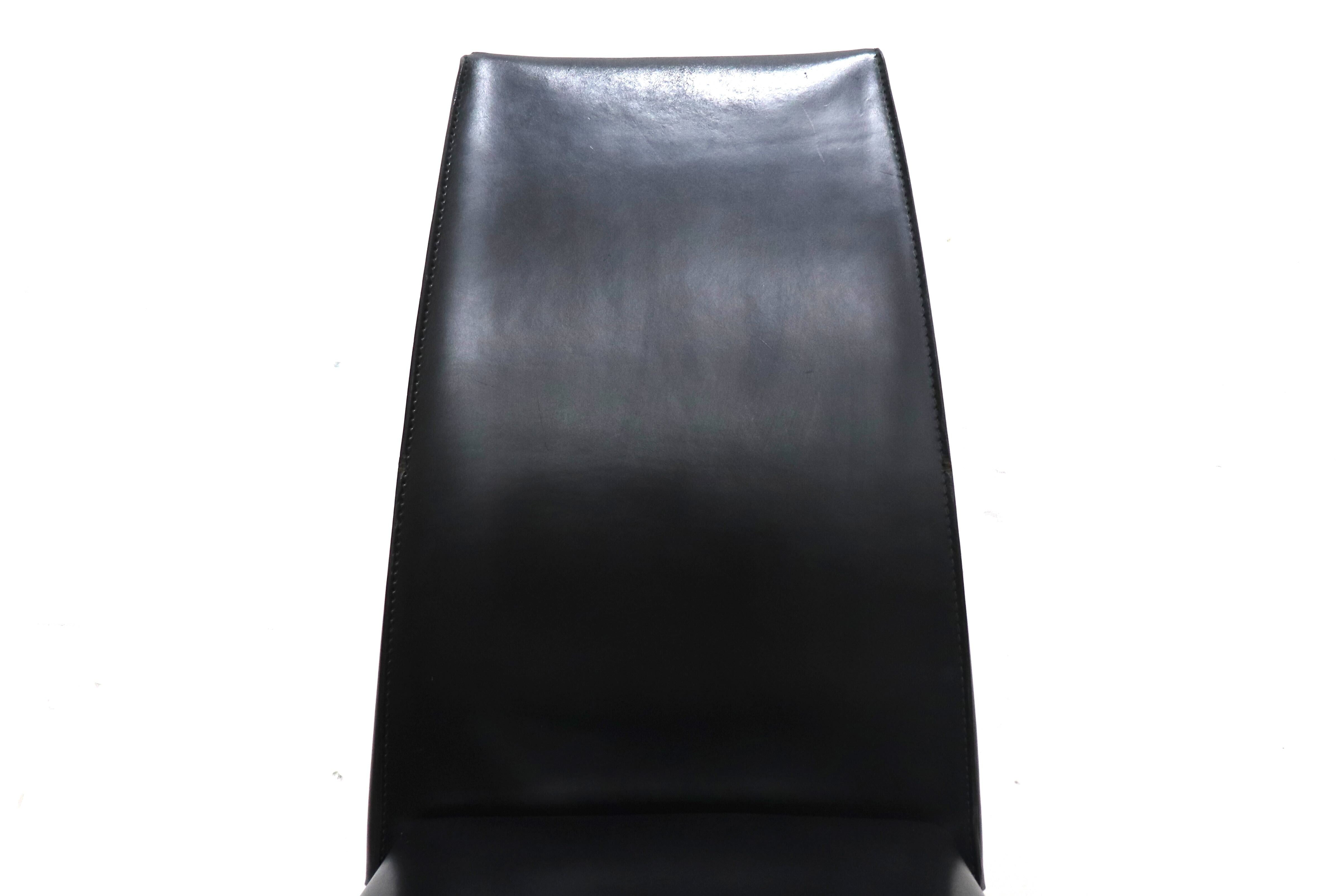 GMHN288A○FRAG / フラッグ LATINA ダイニングチェア アームレスチェア ハイバックチェア 椅子 ブラック 本革 イタリア製 検)カッテラン