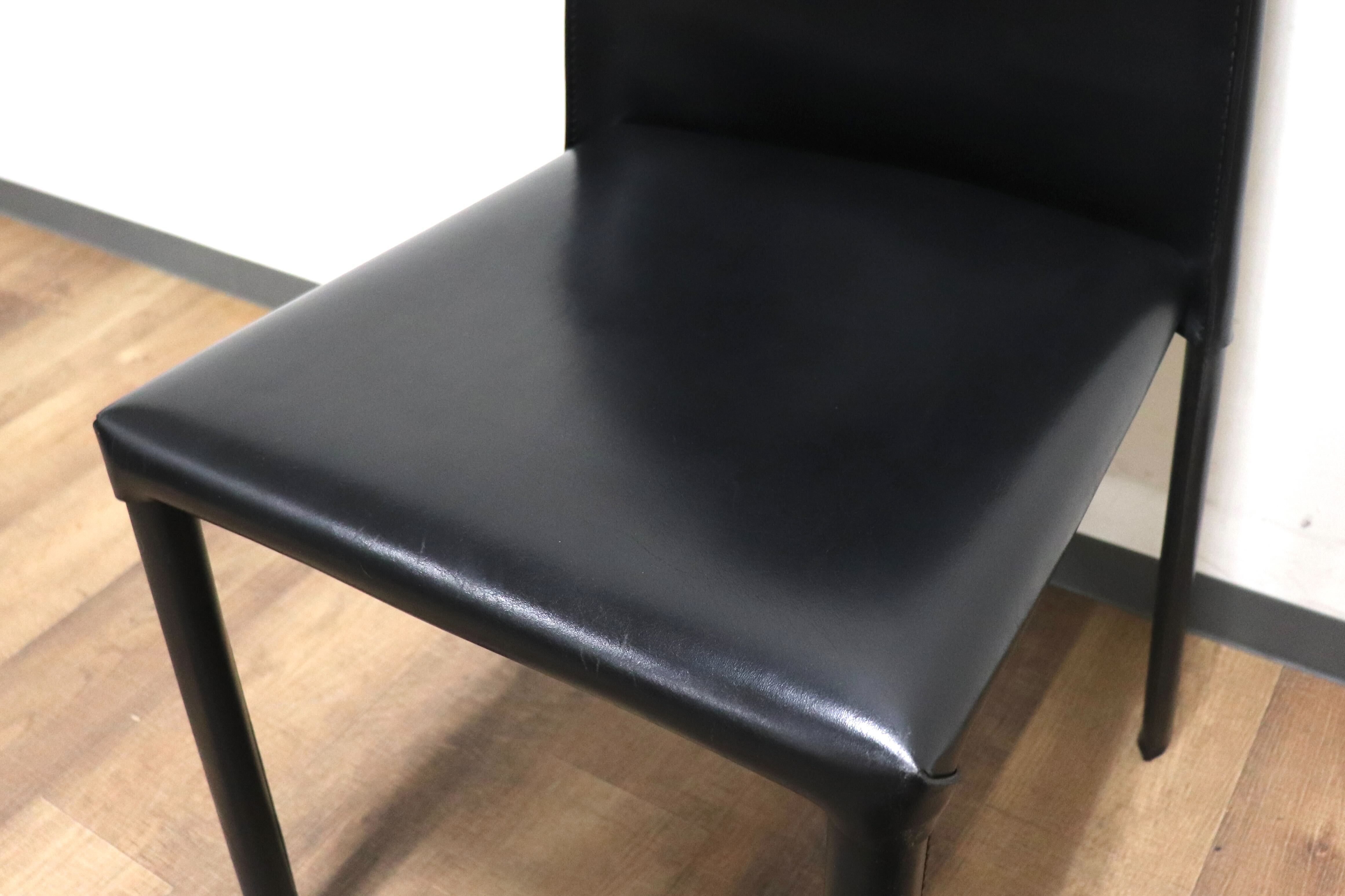 GMHN288A○FRAG / フラッグ LATINA ダイニングチェア アームレスチェア ハイバックチェア 椅子 ブラック 本革 イタリア製 検)カッテラン