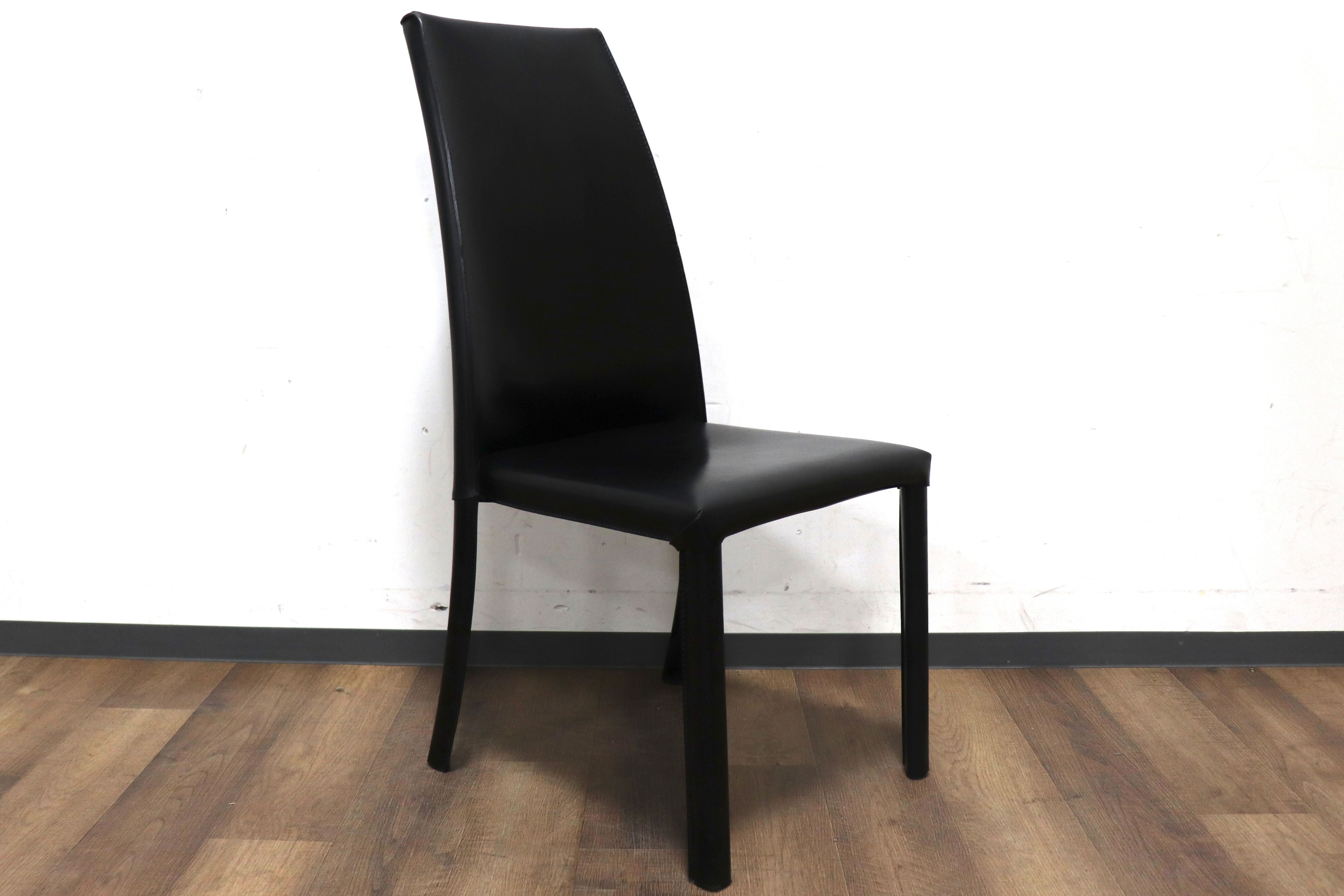 GMHN288A○FRAG / フラッグ LATINA ダイニングチェア アームレスチェア ハイバックチェア 椅子 ブラック 本革 イタリア製 検)カッテラン