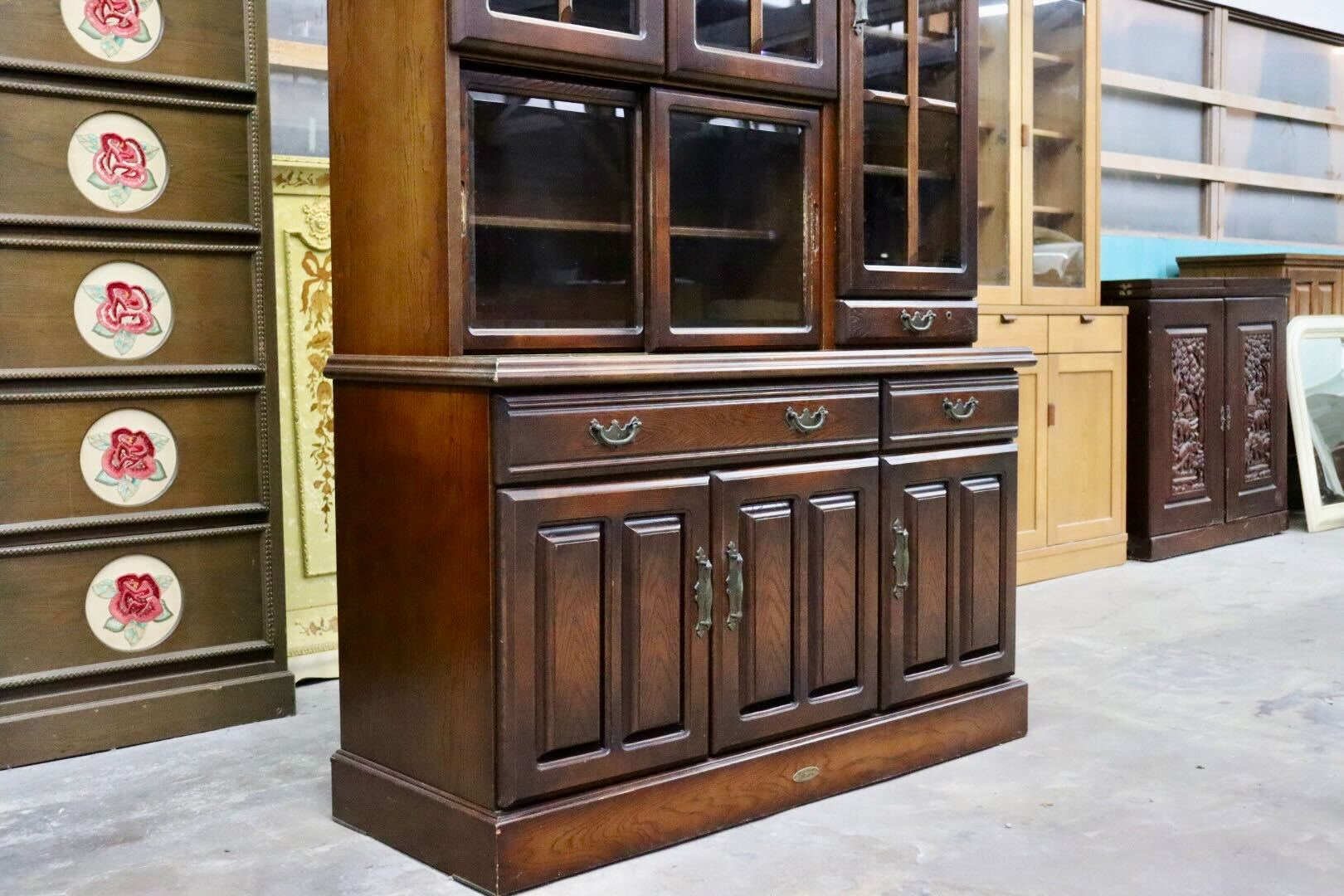 GMHS422A○ATLANTA / アトランタ 食器棚 カップボード 飾り棚 キャビネット IDF太田長 楢材 栗材 カントリー ヴィンテージ