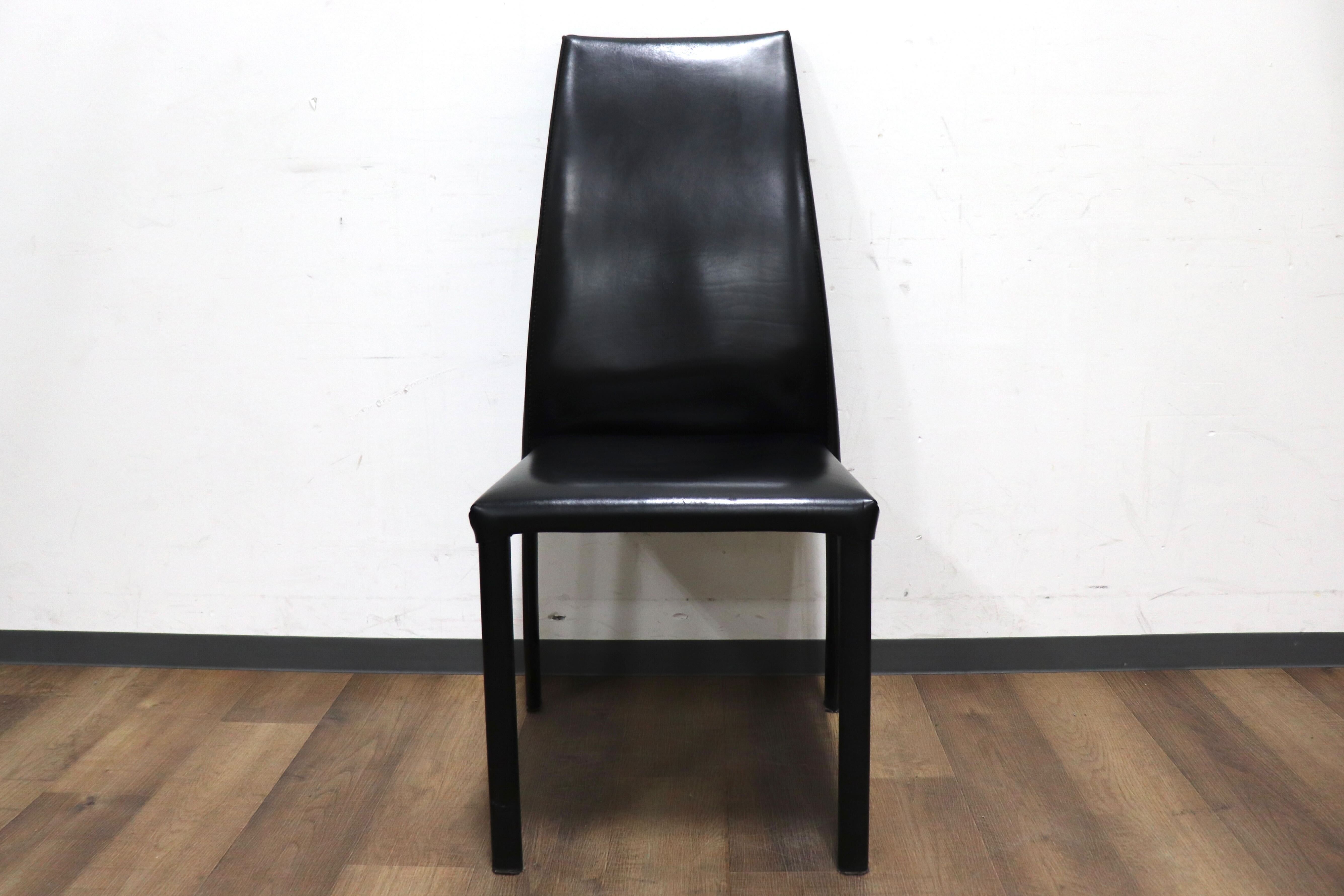 GMHN288B○FRAG / フラッグ LATINA ダイニングチェア アームレスチェア ハイバックチェア 椅子 ブラック 本革 イタリア製 検)カッテラン