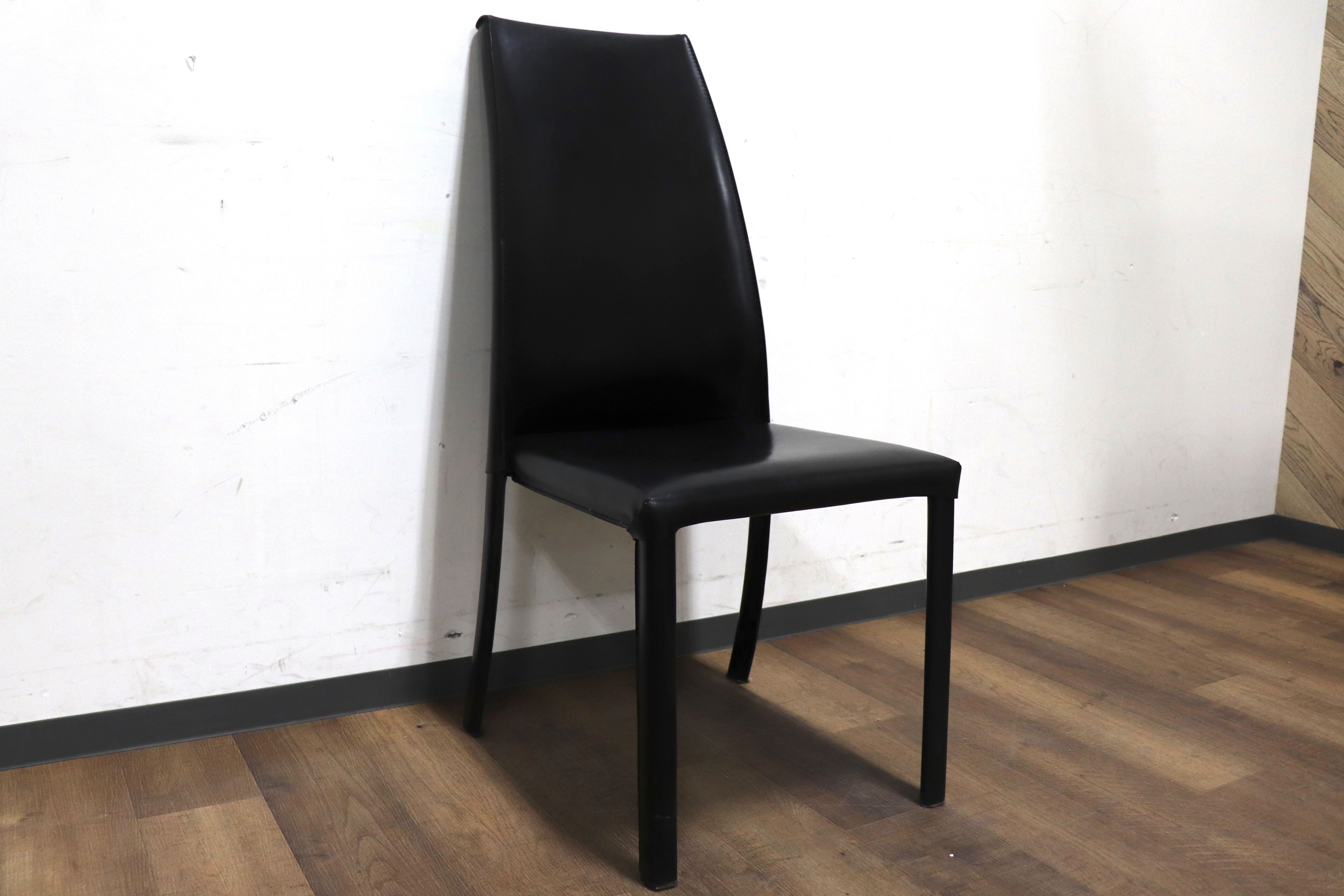 GMHN288B○FRAG / フラッグ LATINA ダイニングチェア アームレスチェア ハイバックチェア 椅子 ブラック 本革 イタリア製 検)カッテラン