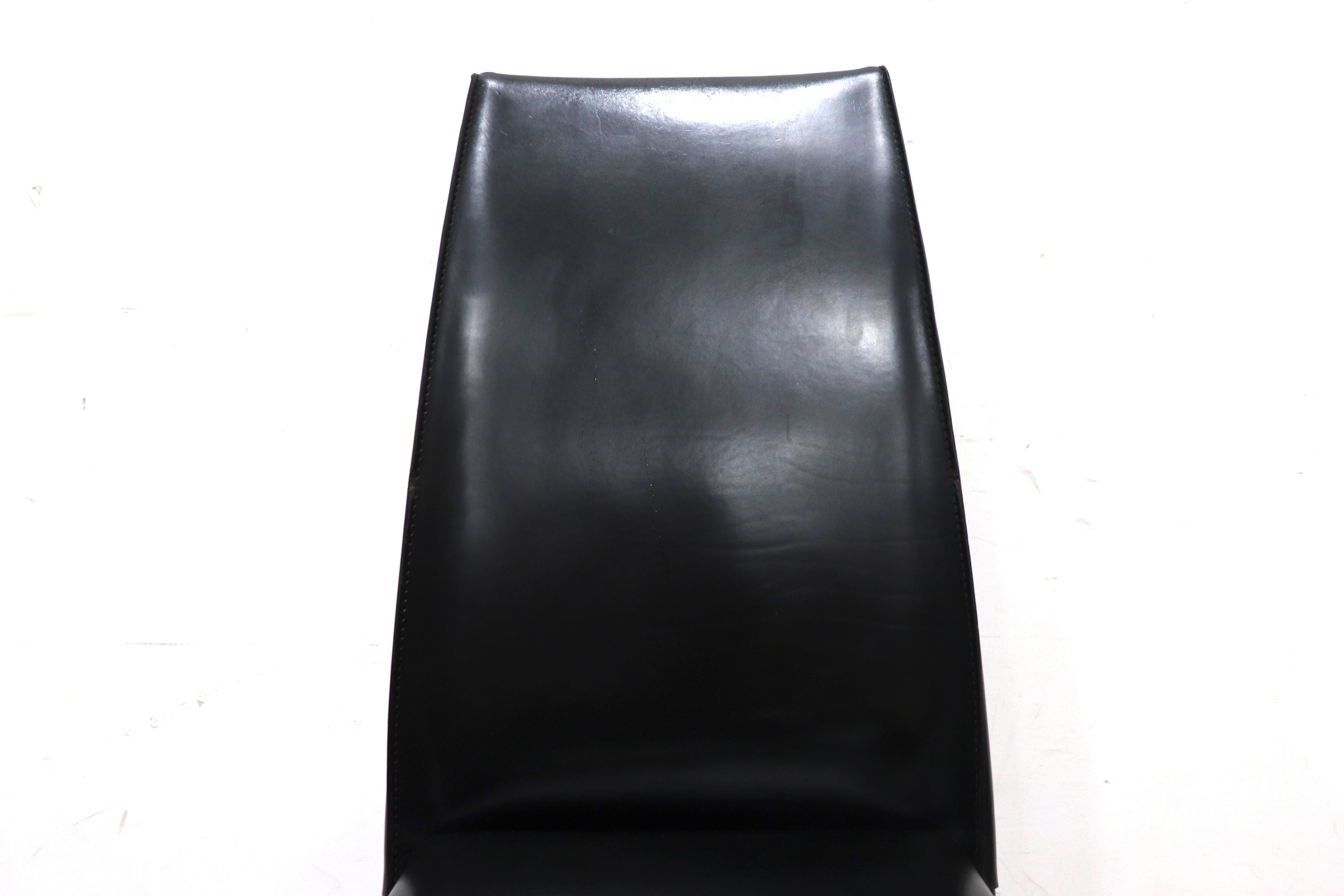 GMHN288B○FRAG / フラッグ LATINA ダイニングチェア アームレスチェア ハイバックチェア 椅子 ブラック 本革 イタリア製 検)カッテラン