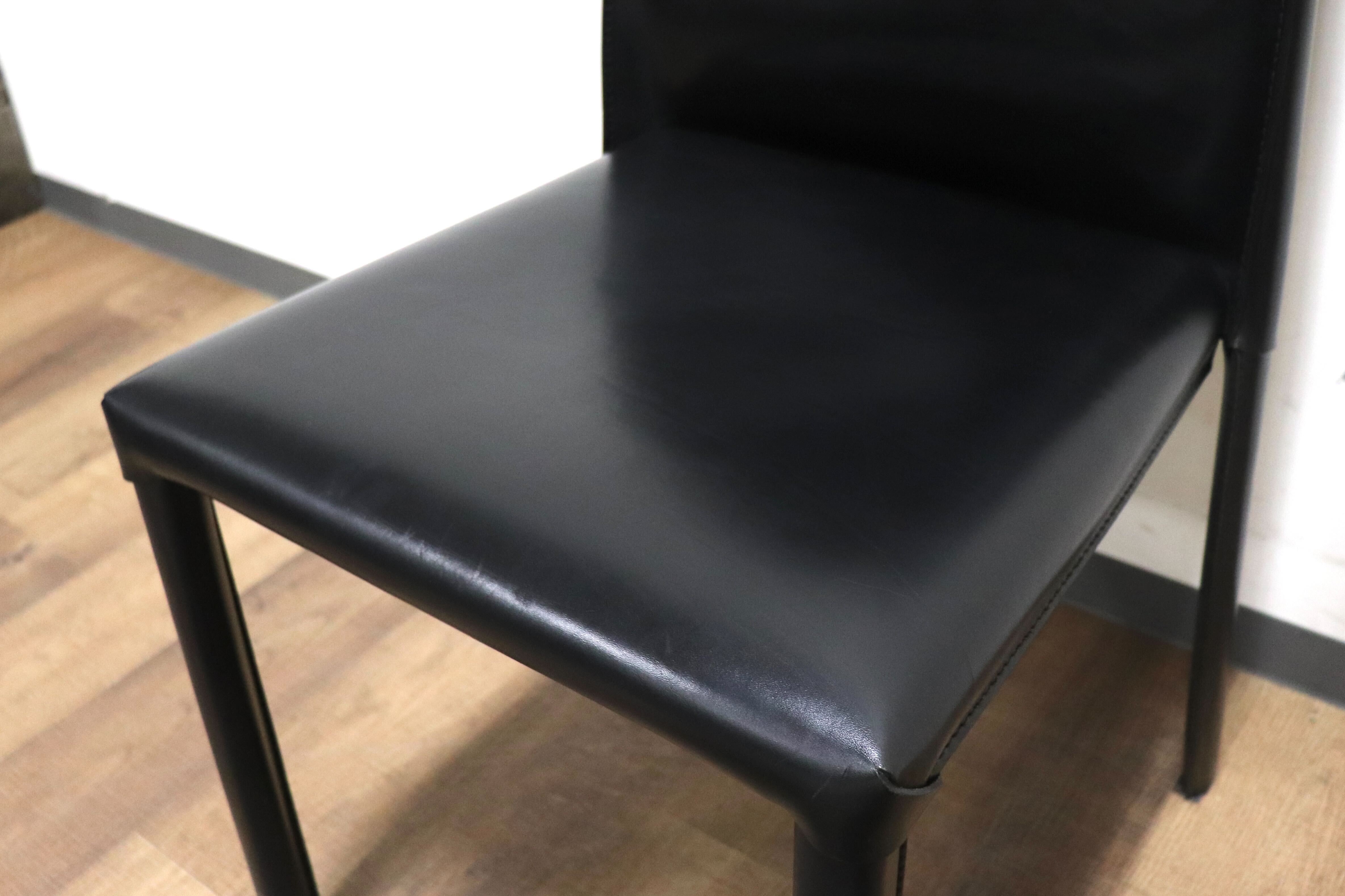 GMHN288B○FRAG / フラッグ LATINA ダイニングチェア アームレスチェア ハイバックチェア 椅子 ブラック 本革 イタリア製 検)カッテラン