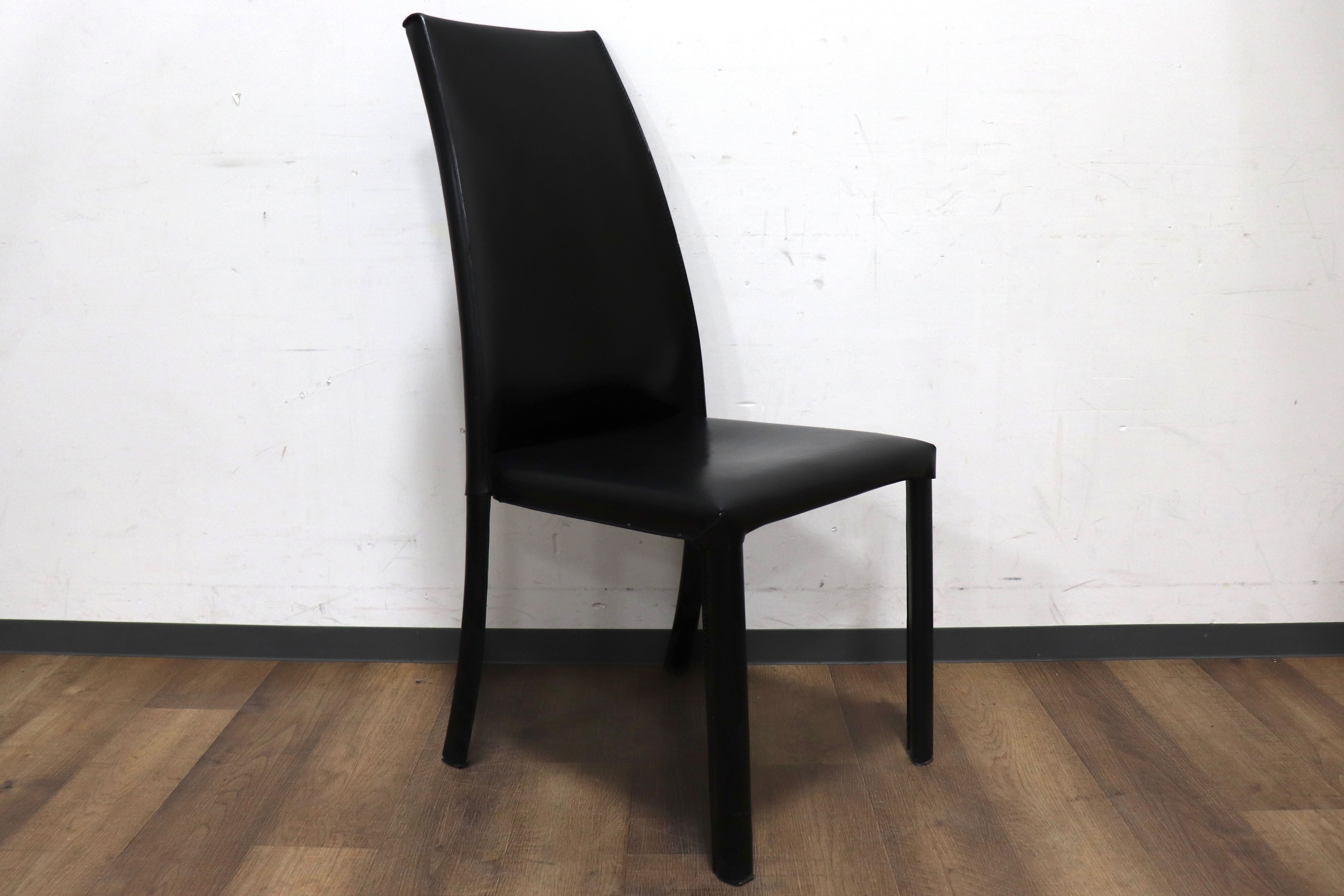 GMHN288B○FRAG / フラッグ LATINA ダイニングチェア アームレスチェア ハイバックチェア 椅子 ブラック 本革 イタリア製 検)カッテラン