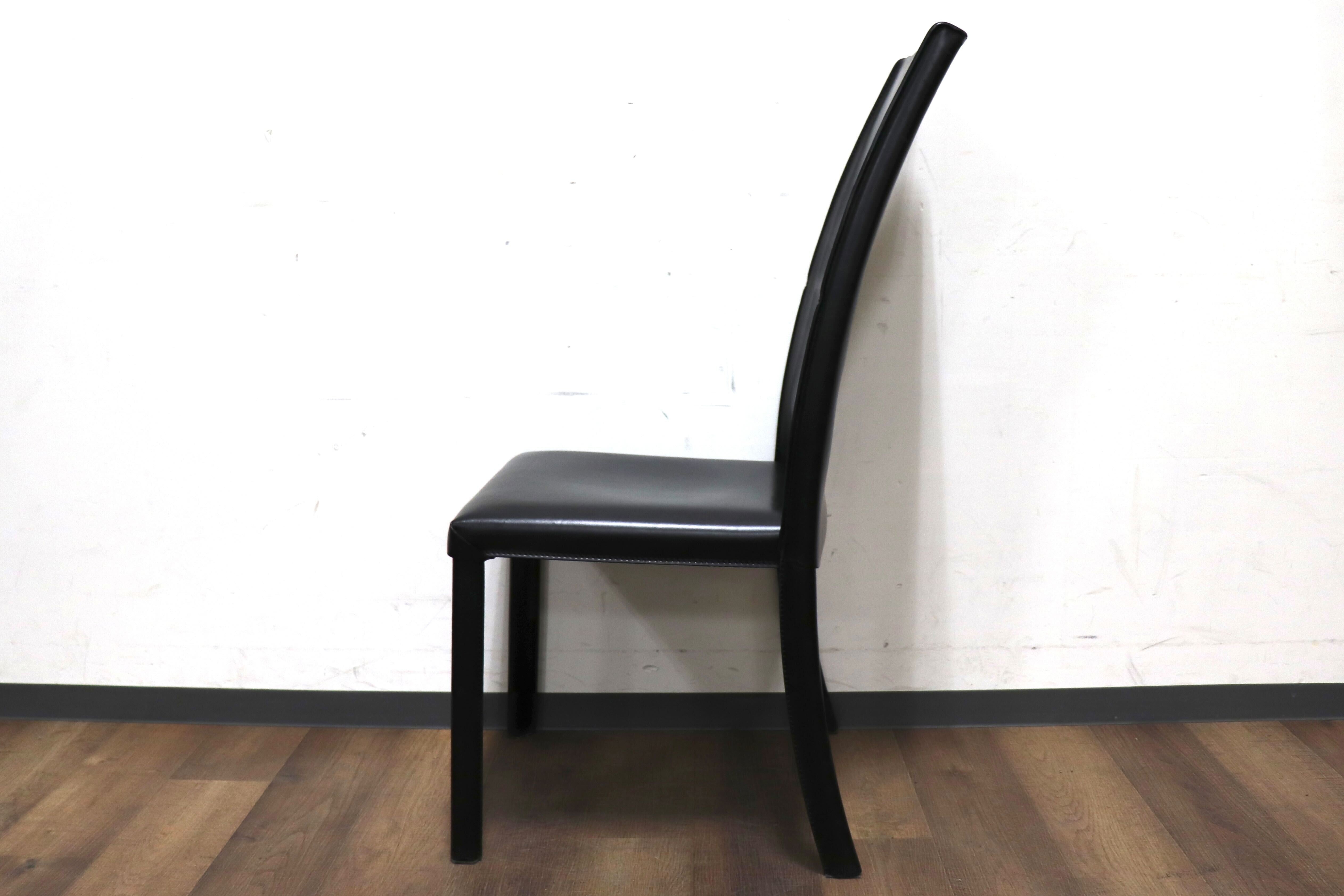 GMHN288B○FRAG / フラッグ LATINA ダイニングチェア アームレスチェア ハイバックチェア 椅子 ブラック 本革 イタリア製 検)カッテラン