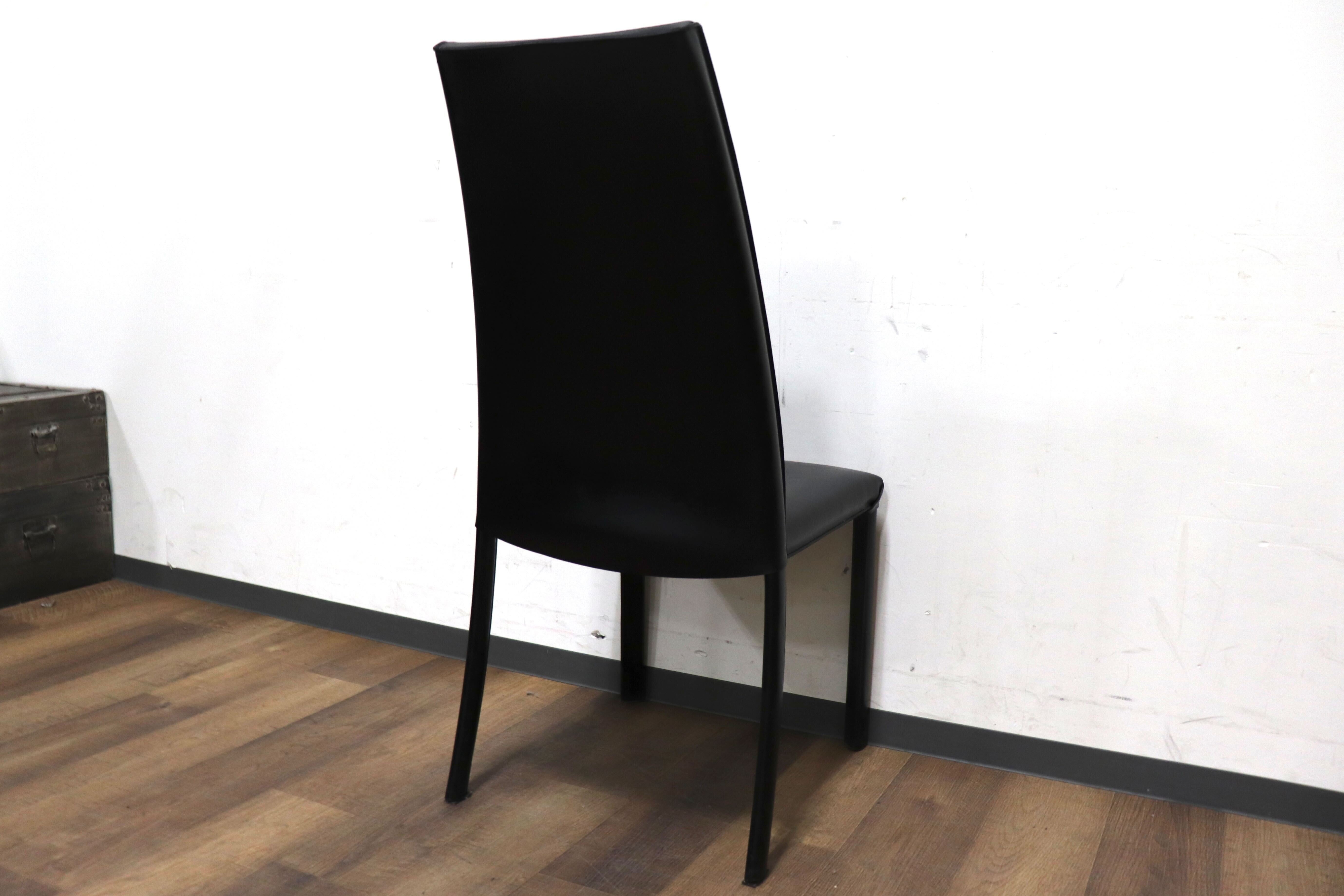 GMHN288B○FRAG / フラッグ LATINA ダイニングチェア アームレスチェア ハイバックチェア 椅子 ブラック 本革 イタリア製 検)カッテラン