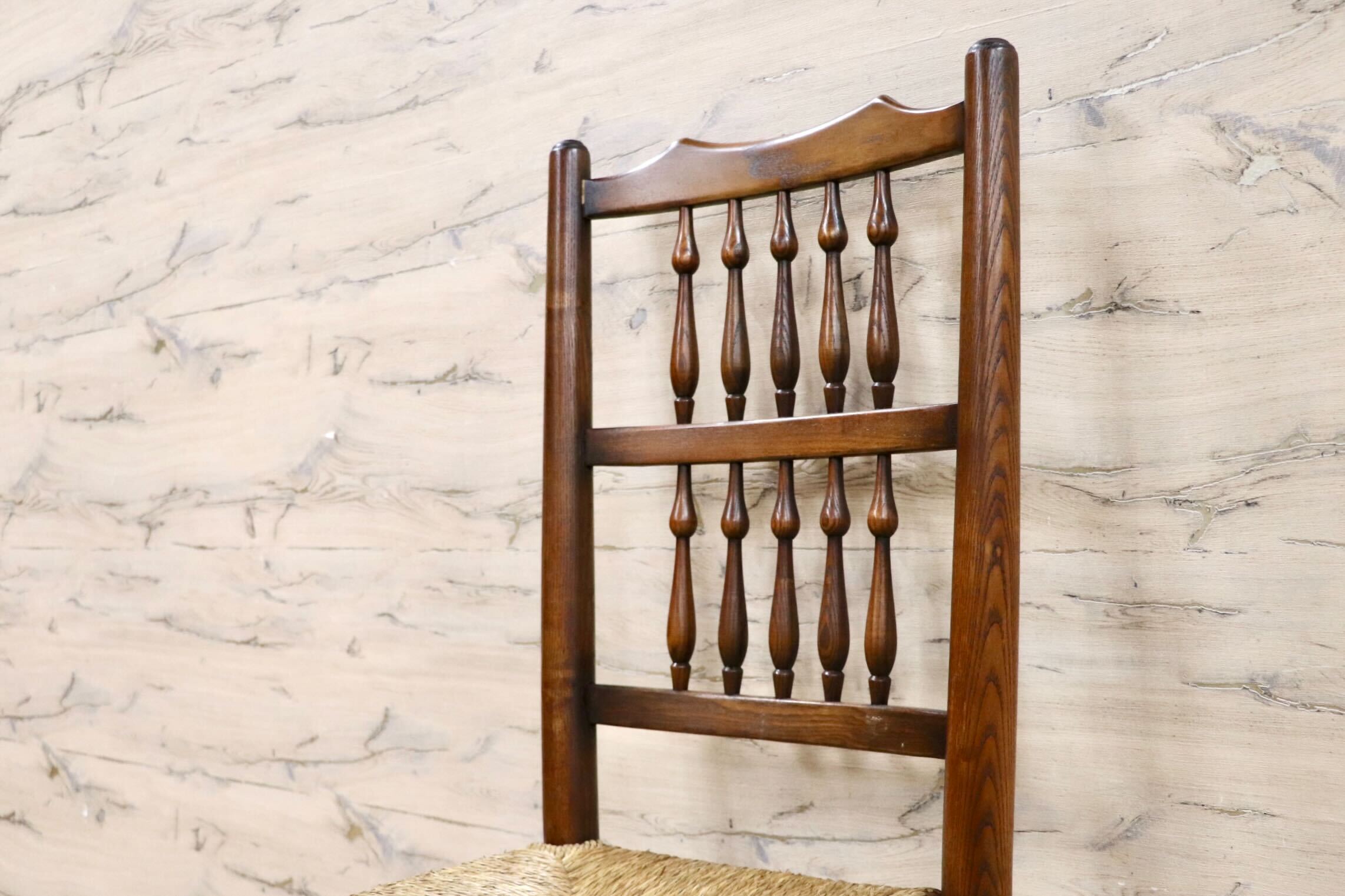 GMHS454A○英国 アンティーク スピンドルバック ダイニングチェア ラッシチェア 椅子 オーク無垢材 クラシック 輸入家具 在庫品