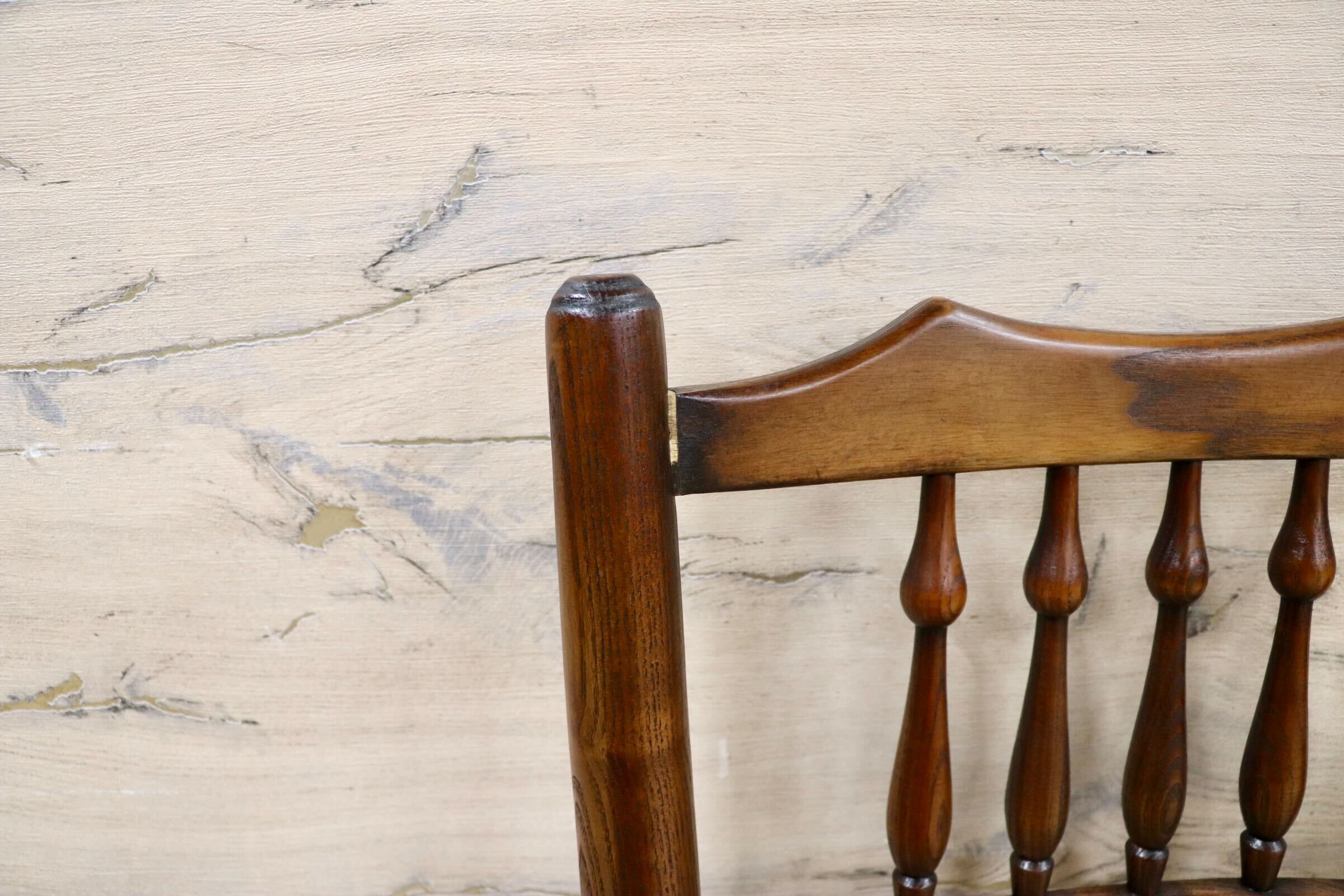 GMHS454A○英国 アンティーク スピンドルバック ダイニングチェア ラッシチェア 椅子 オーク無垢材 クラシック 輸入家具 在庫品