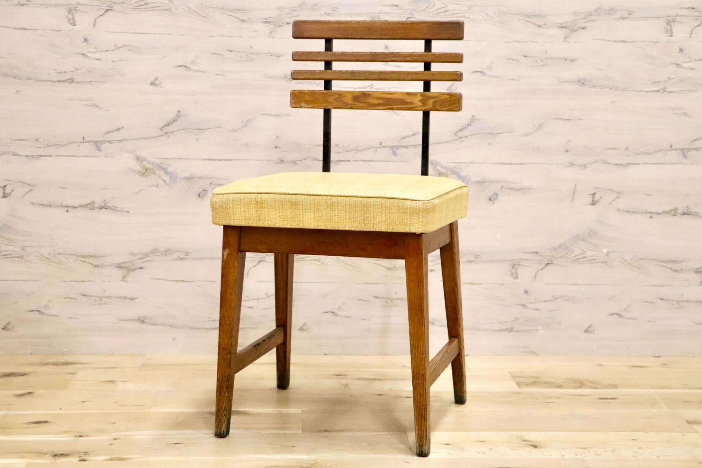 GMIS495F○アンティーク 北欧スタイル ヴィンテージ ダイニングチェア デスクチェア コンパクトチェア 木製 ビニールレザー レトロ カフェ