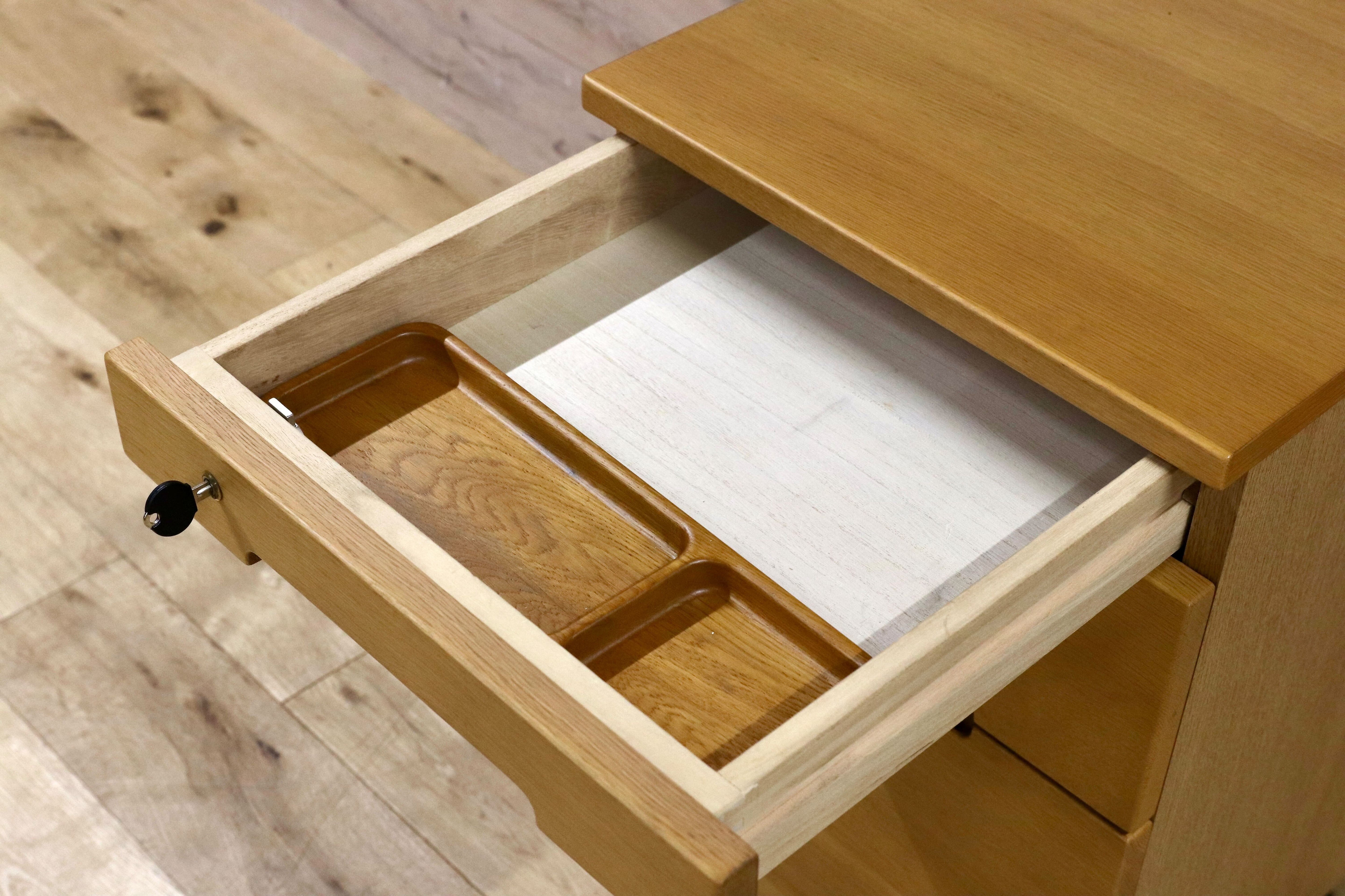 GMFN302○浜本工芸 / HAMAMOTO デスクワゴン 袖机 サイドキャビネット デスクキャビネット オーク材 ナチュラル