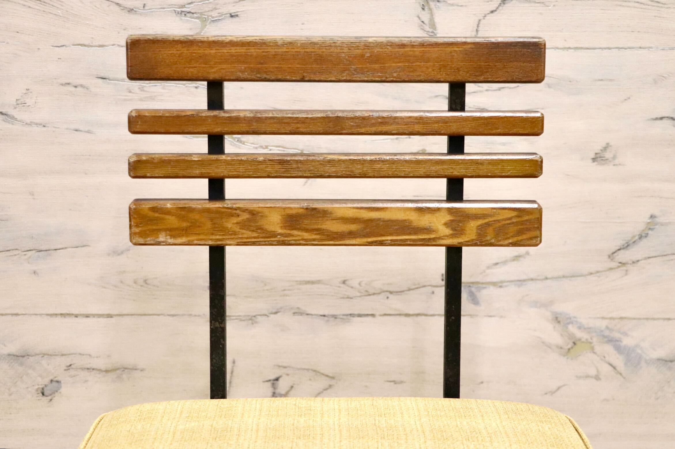 GMIS495F○アンティーク 北欧スタイル ヴィンテージ ダイニングチェア デスクチェア コンパクトチェア 木製 ビニールレザー レトロ カフェ