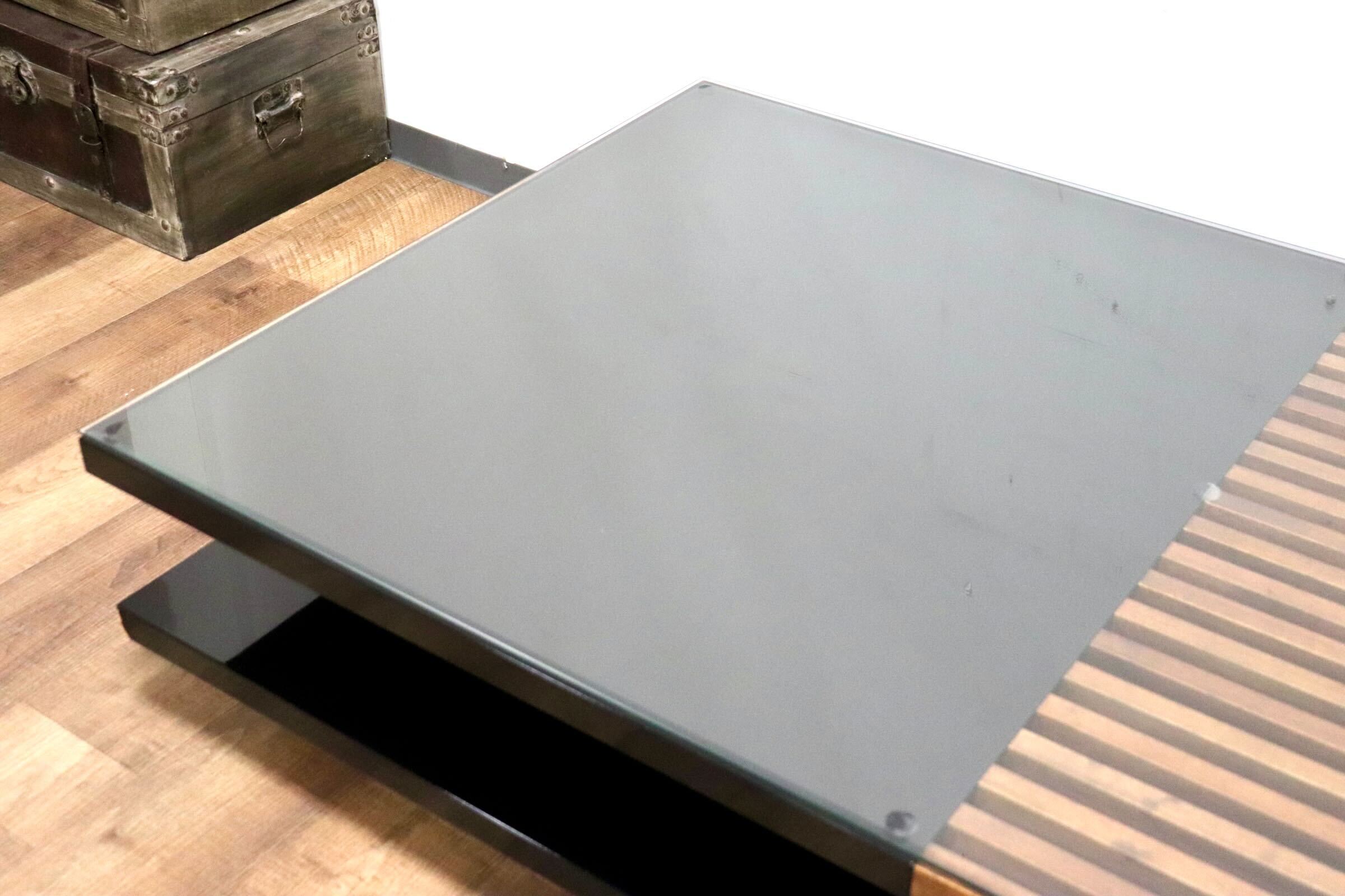 GMHK628○モリシゲ / MORISHIGE レクト センターテーブル リビングテーブル 応接机 ガラス IDC大塚家具 定価約31万
