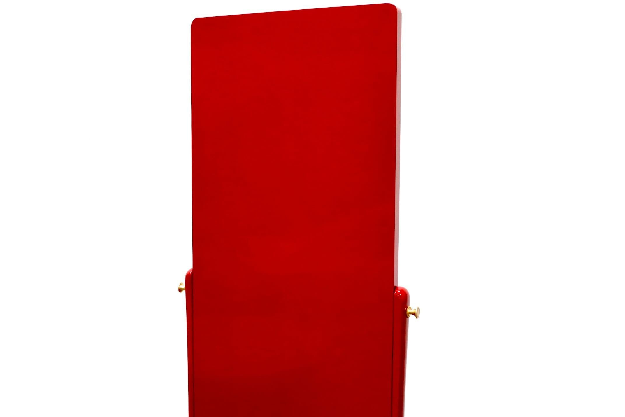 GMGF120○MATSUSO / 松創 秋草に朱 橘型 全身鏡 姿見 スタンドミラー 漆塗り 朱色 和モダン 府中家具 IDC大塚家具 定価約84万 展示品