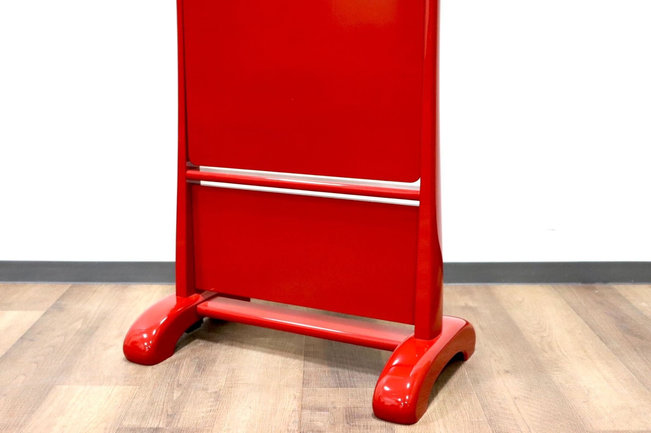 GMGF120○MATSUSO / 松創 秋草に朱 橘型 全身鏡 姿見 スタンドミラー 漆塗り 朱色 和モダン 府中家具 IDC大塚家具 定価約84万 展示品