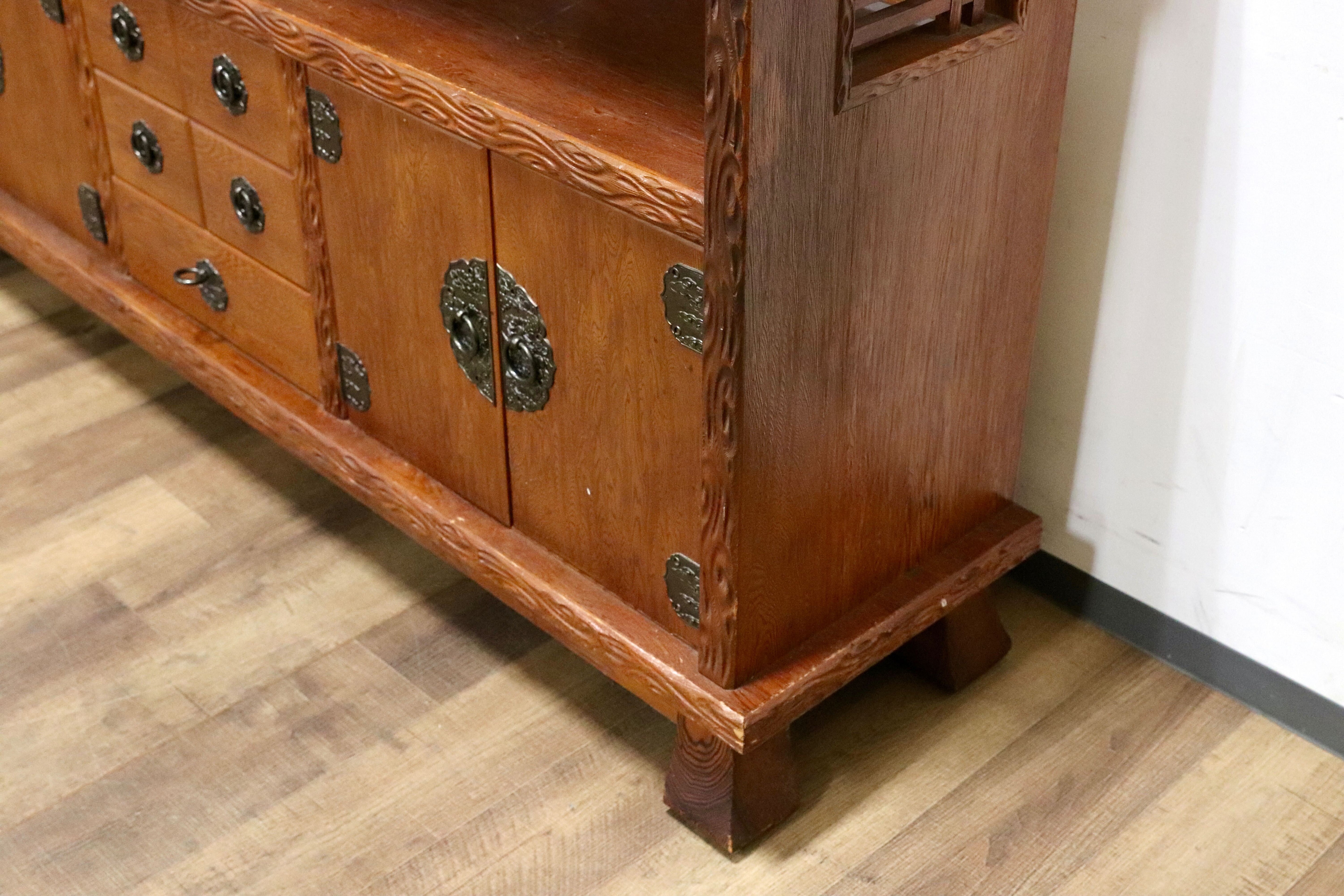 GMIH118○世界遺産屋久杉 サイドボード リビングボード 飾り棚 茶棚 キャビネット 和家具 和モダン 稀少