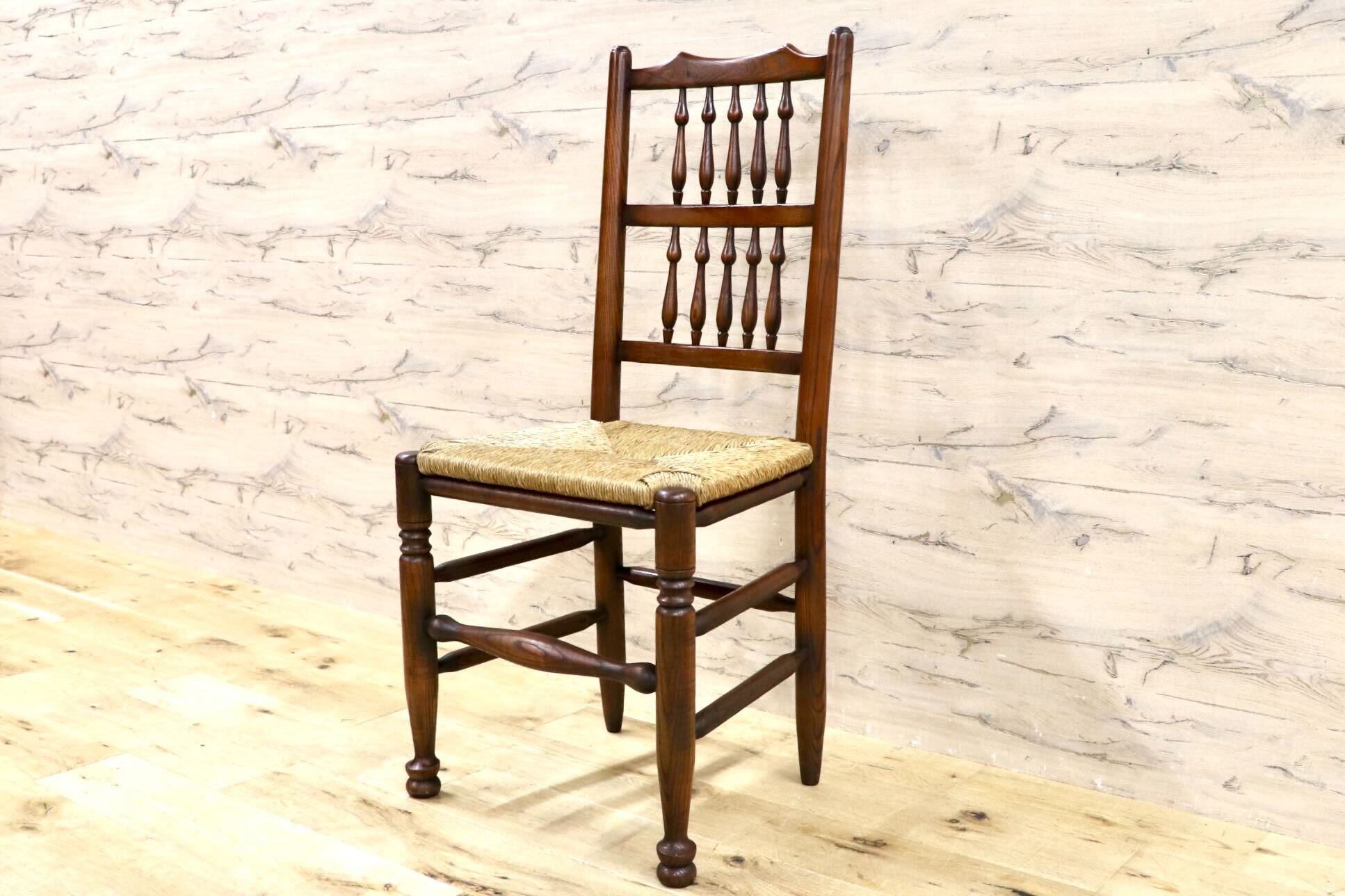 GMHS454C○英国 アンティーク スピンドルバック ダイニングチェア 椅子 オーク無垢材 クラシック 輸入家具 在庫品