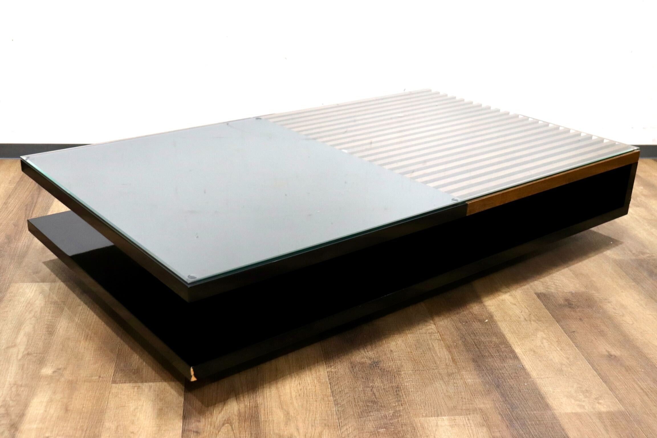 GMHK628○モリシゲ / MORISHIGE レクト センターテーブル リビングテーブル 応接机 ガラス IDC大塚家具 定価約31万