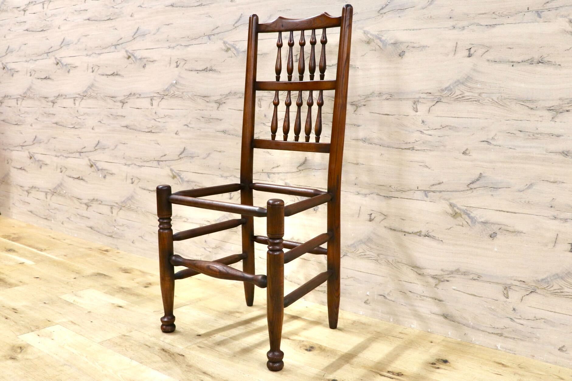 GMHS454C○英国 アンティーク スピンドルバック ダイニングチェア 椅子 オーク無垢材 クラシック 輸入家具 在庫品