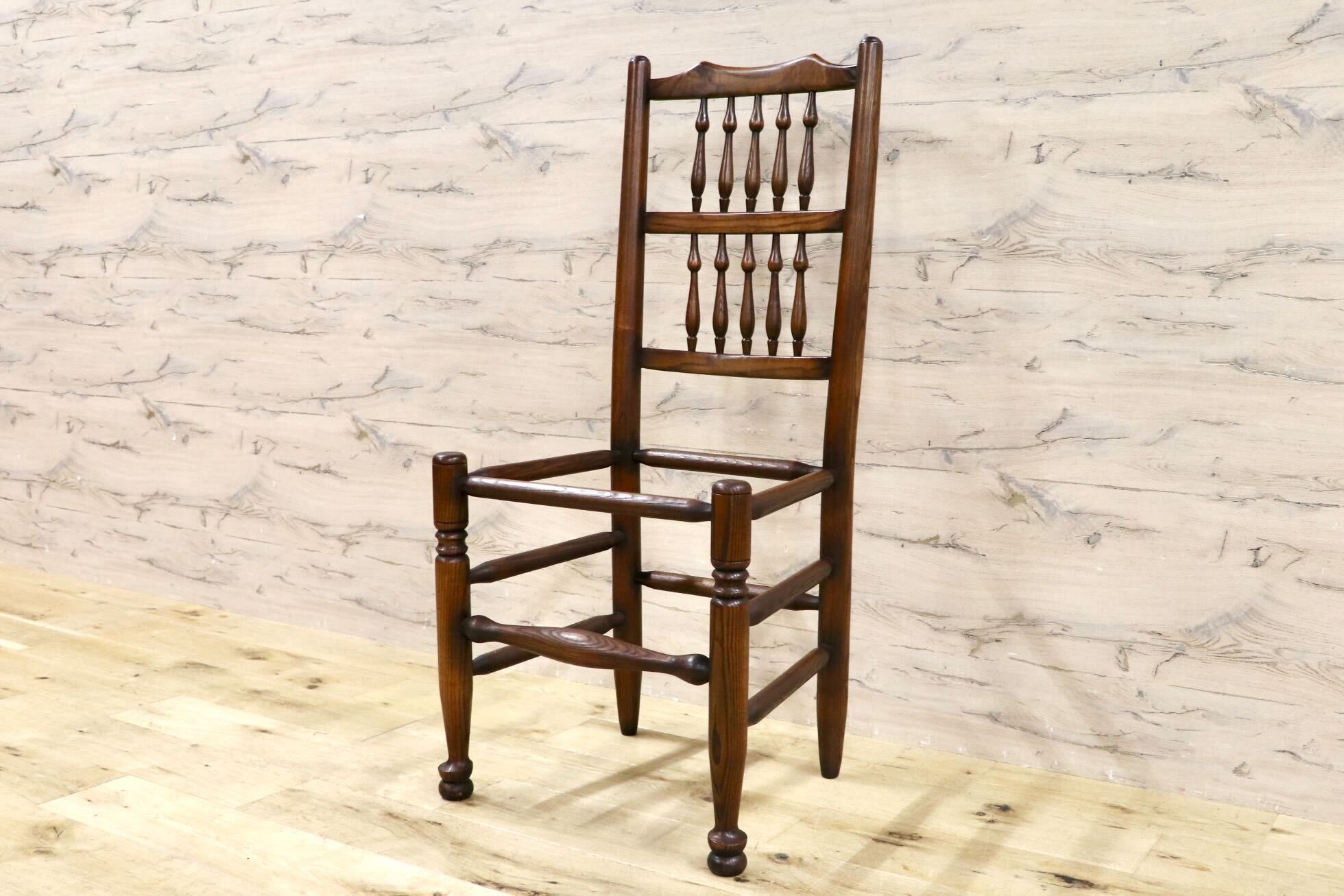 GMHS454D○英国 アンティーク スピンドルバック ダイニングチェア 椅子 オーク無垢材 クラシック 輸入家具 在庫品