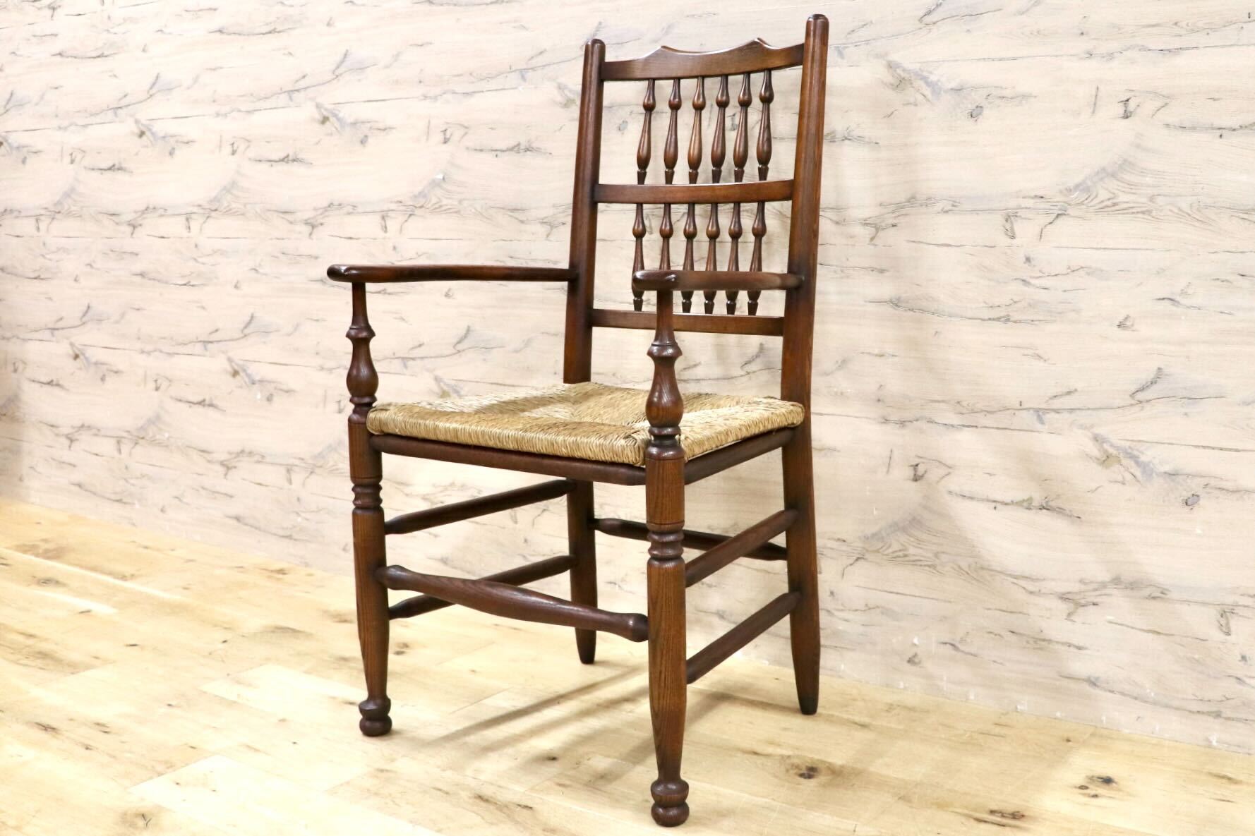 GMHS454E○英国 アンティーク スピンドルバック ダイニングチェア 椅子 オーク無垢材 クラシック 輸入家具 在庫品