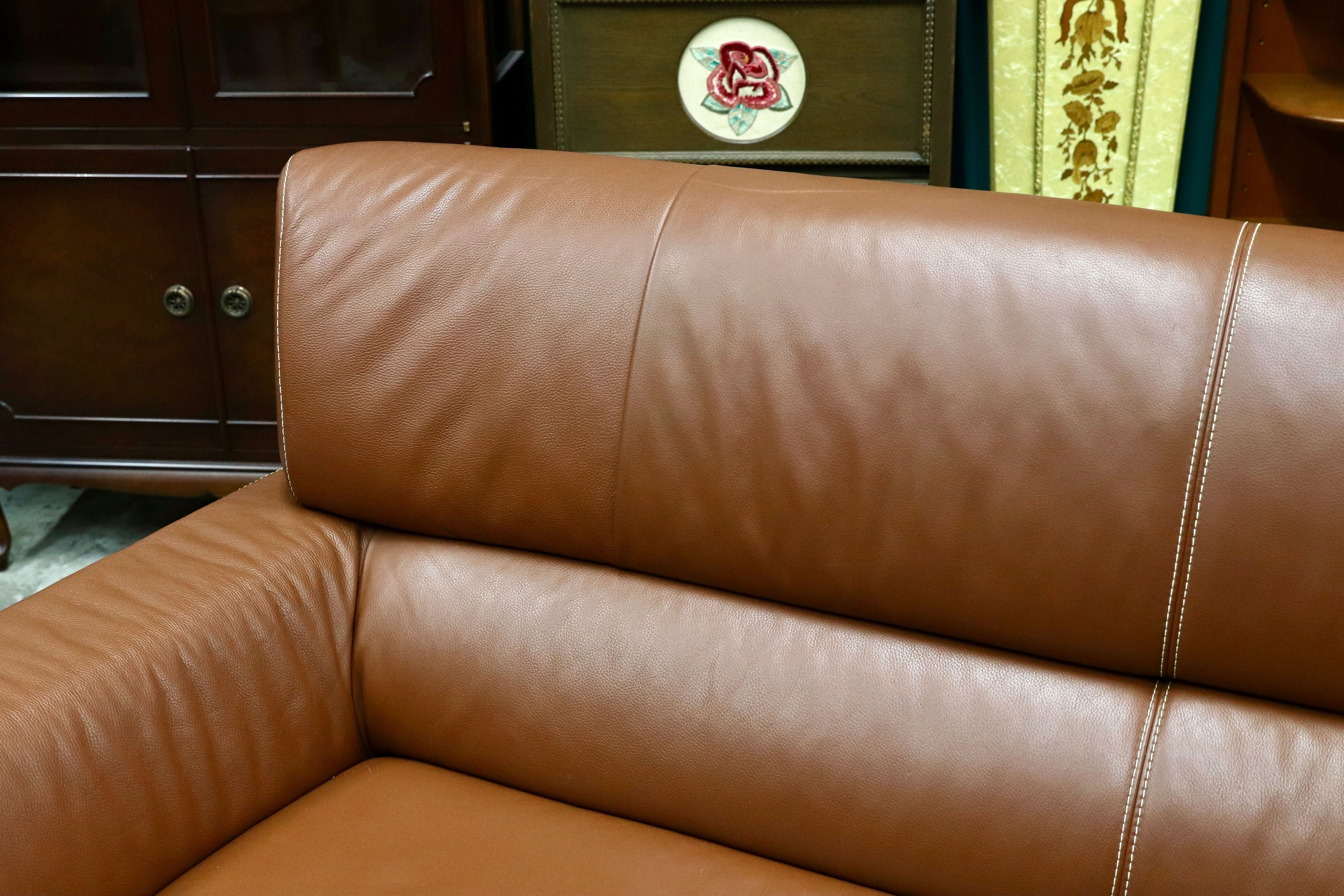 GMIS365○Gallery-M / ギャラリーエム 3人掛けソファ トリプルソファ ドイツ 本革 ACTUS アクタス 高級 モダン ブラウン 約35万