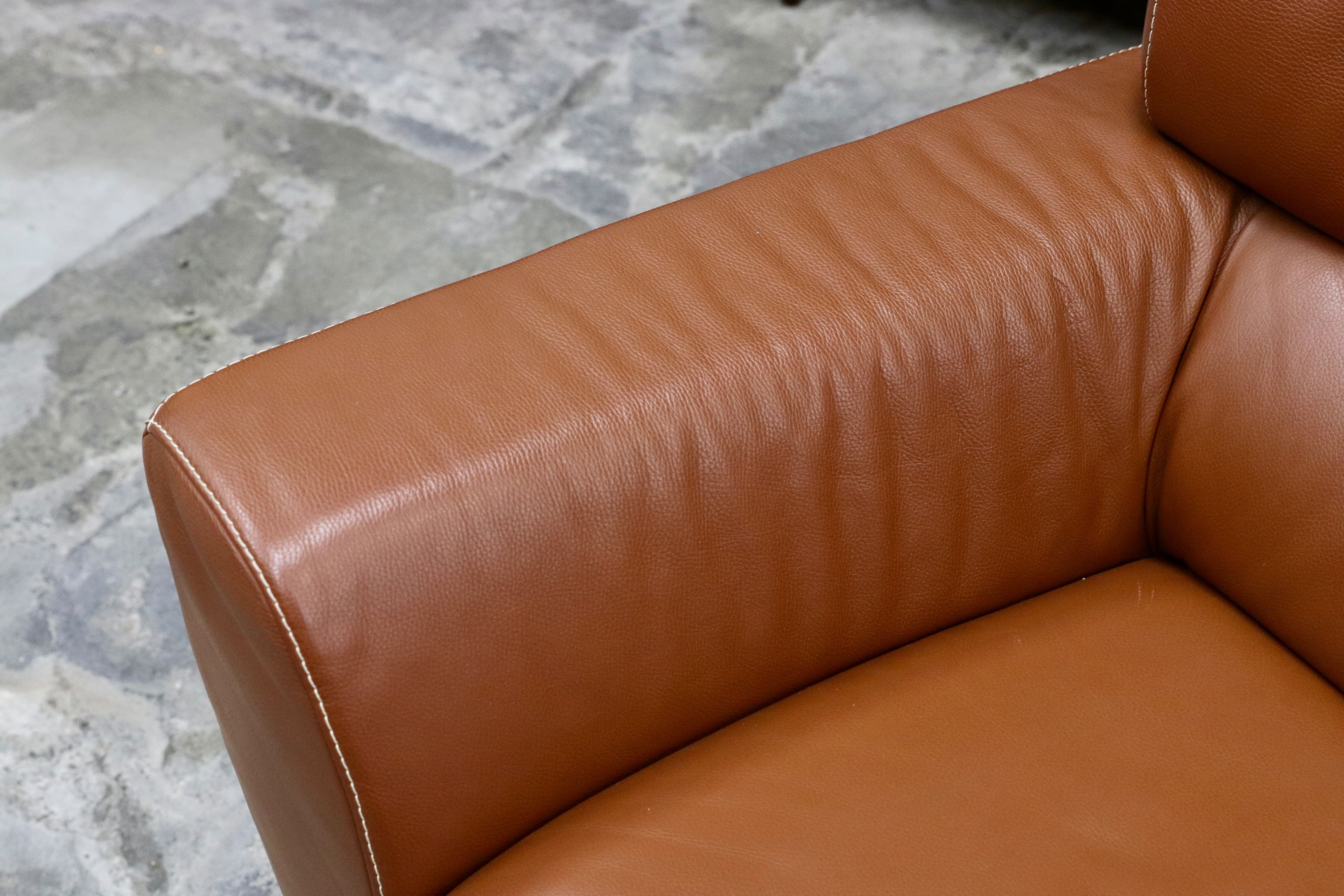 GMIS365○Gallery-M / ギャラリーエム 3人掛けソファ トリプルソファ ドイツ 本革 ACTUS アクタス 高級 モダン ブラウン 約35万