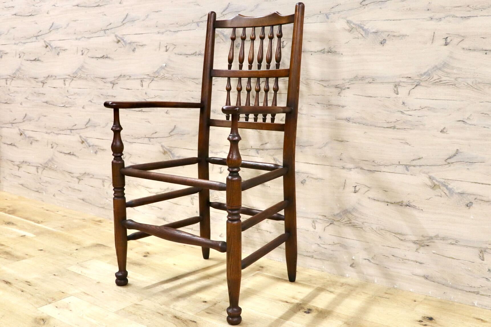 GMHS454E○英国 アンティーク スピンドルバック ダイニングチェア 椅子 オーク無垢材 クラシック 輸入家具 在庫品